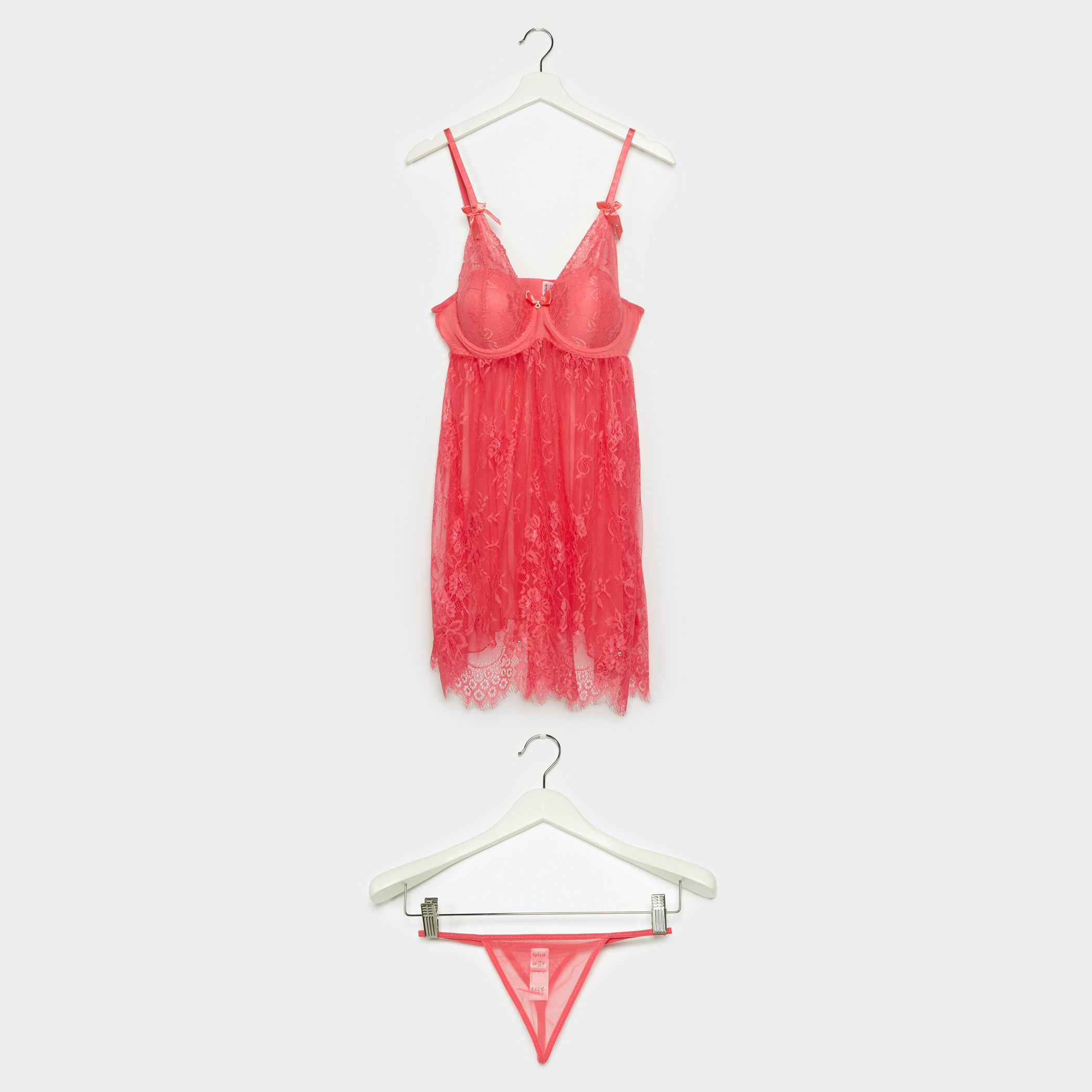 بيبي دول بياقة V وتفاصيل دانتيل مع ثونج-women-clothing-nightwear-pyjamas-longsets-image-1