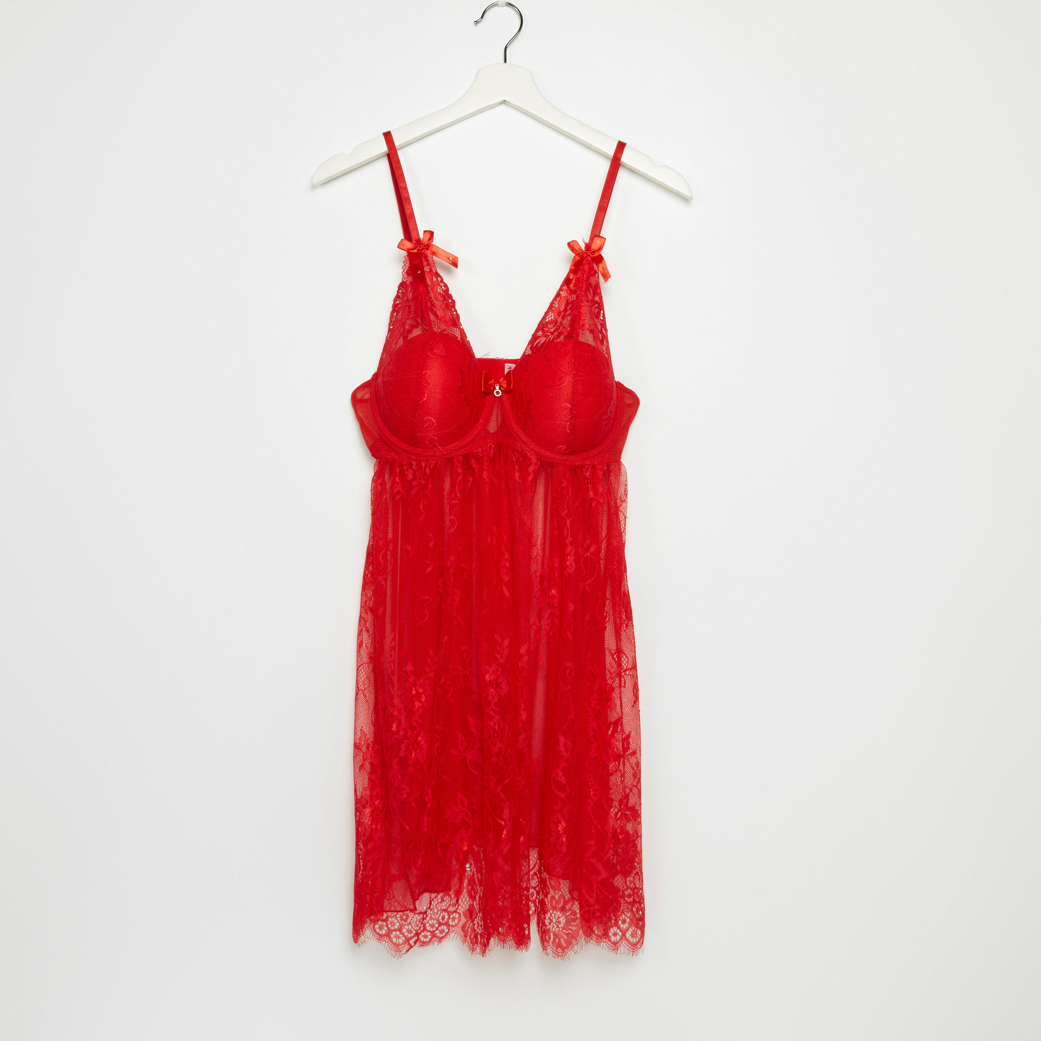 قميص نوم مبطّن بتفاصيل دانتيل وثونج-women-clothing-nightwear-pyjamas-longsets-image-2