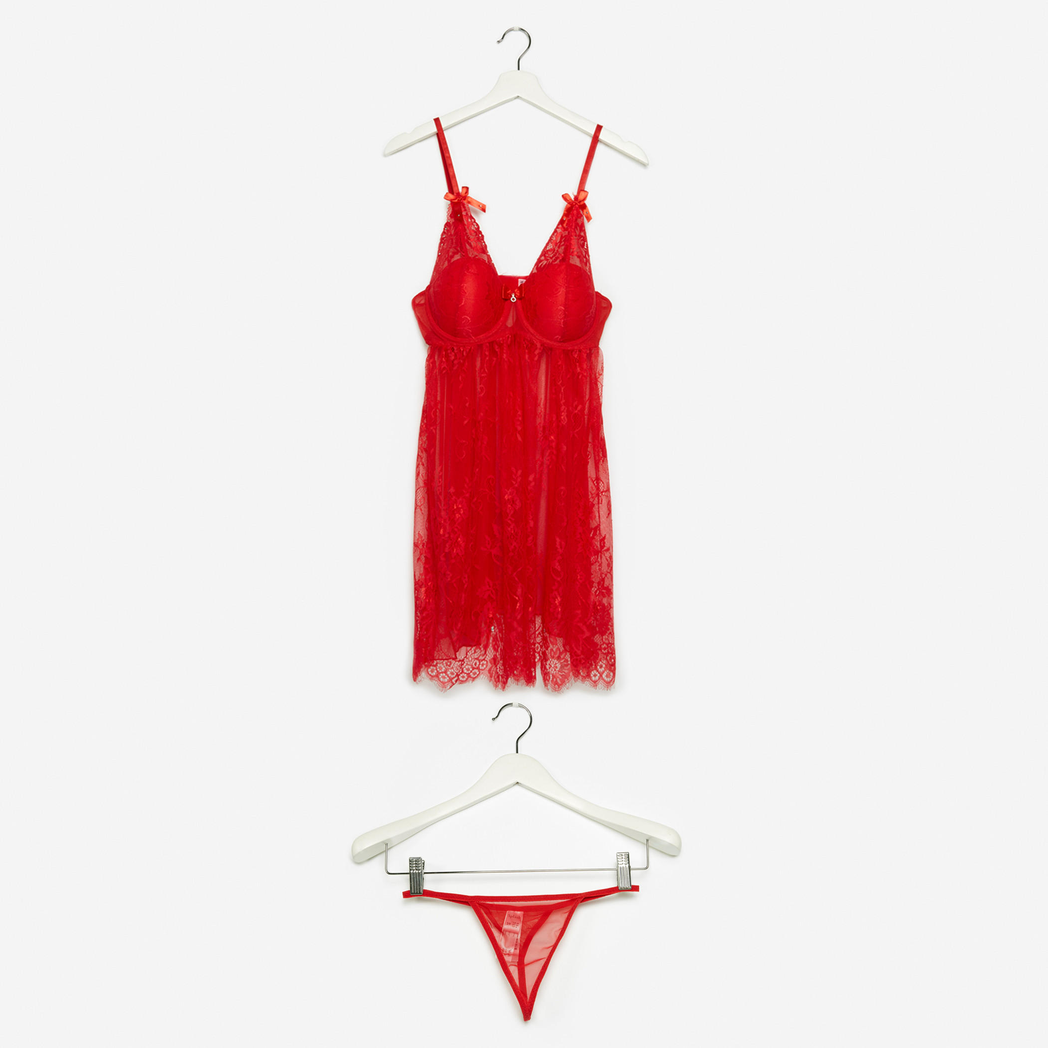 قميص نوم مبطّن بتفاصيل دانتيل وثونج-women-clothing-nightwear-pyjamas-longsets-image-1