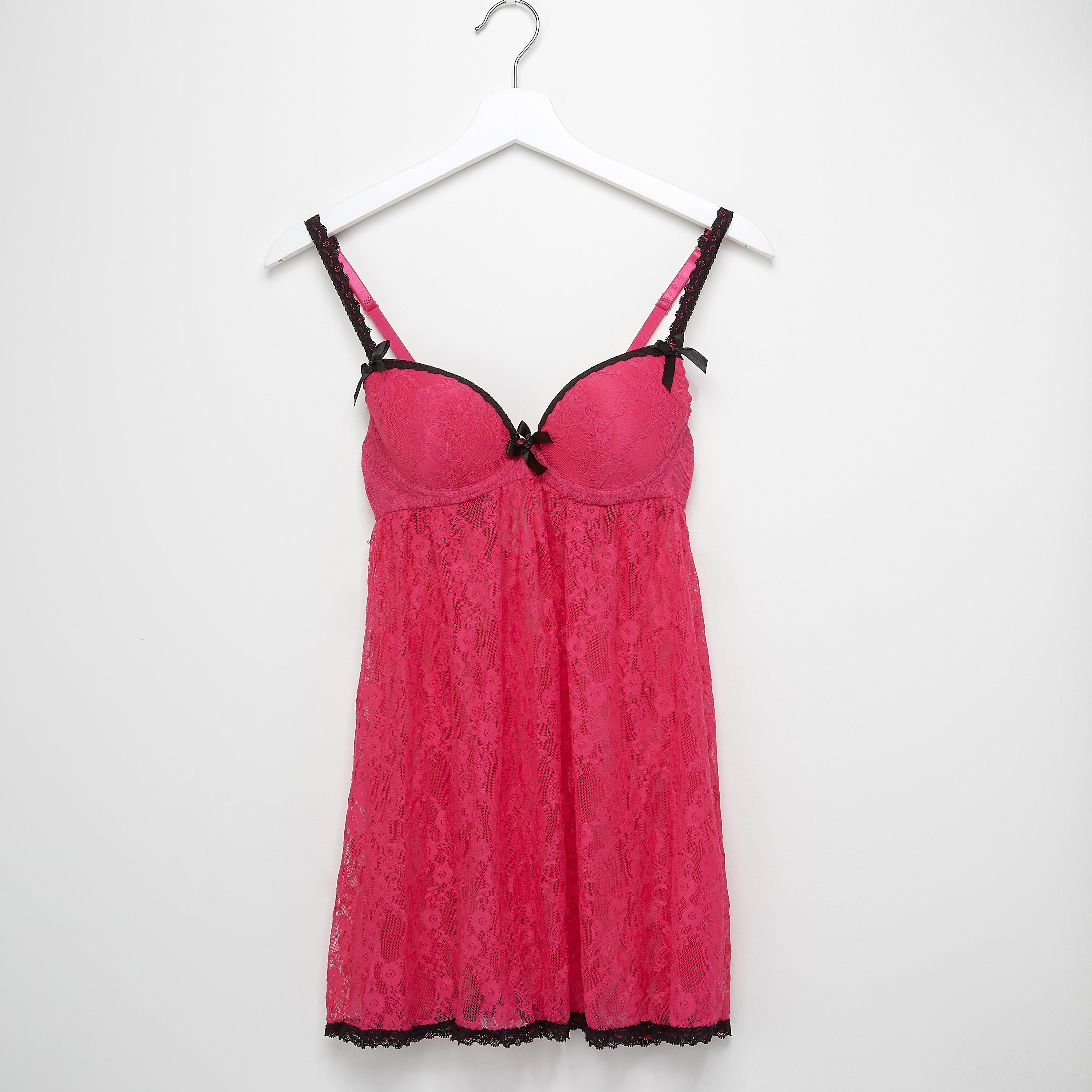 بيبي دول بتفاصيل دانتيل مع ثونج-women-clothing-nightwear-pyjamas-longsets-image-2
