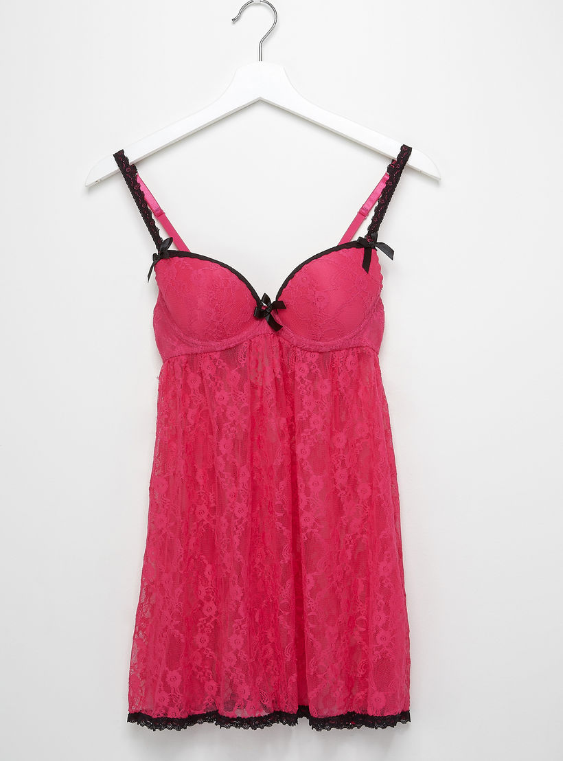 بيبي دول بتفاصيل دانتيل مع ثونج-women-clothing-nightwear-pyjamas-longsets-image-2