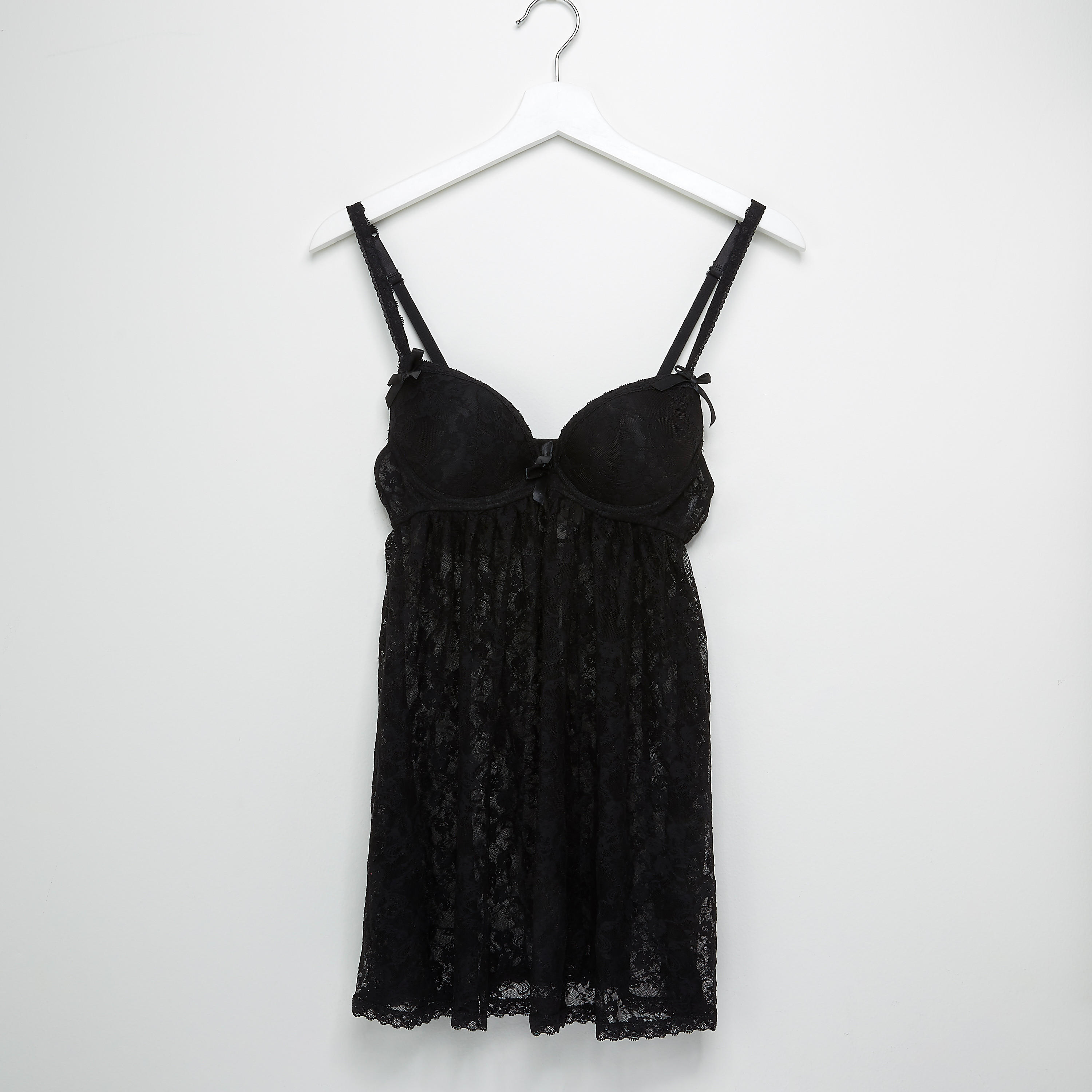 بيبي دول مبطّن بتفاصيل دانتيل مع ثونج-women-clothing-nightwear-pyjamas-longsets-image-2