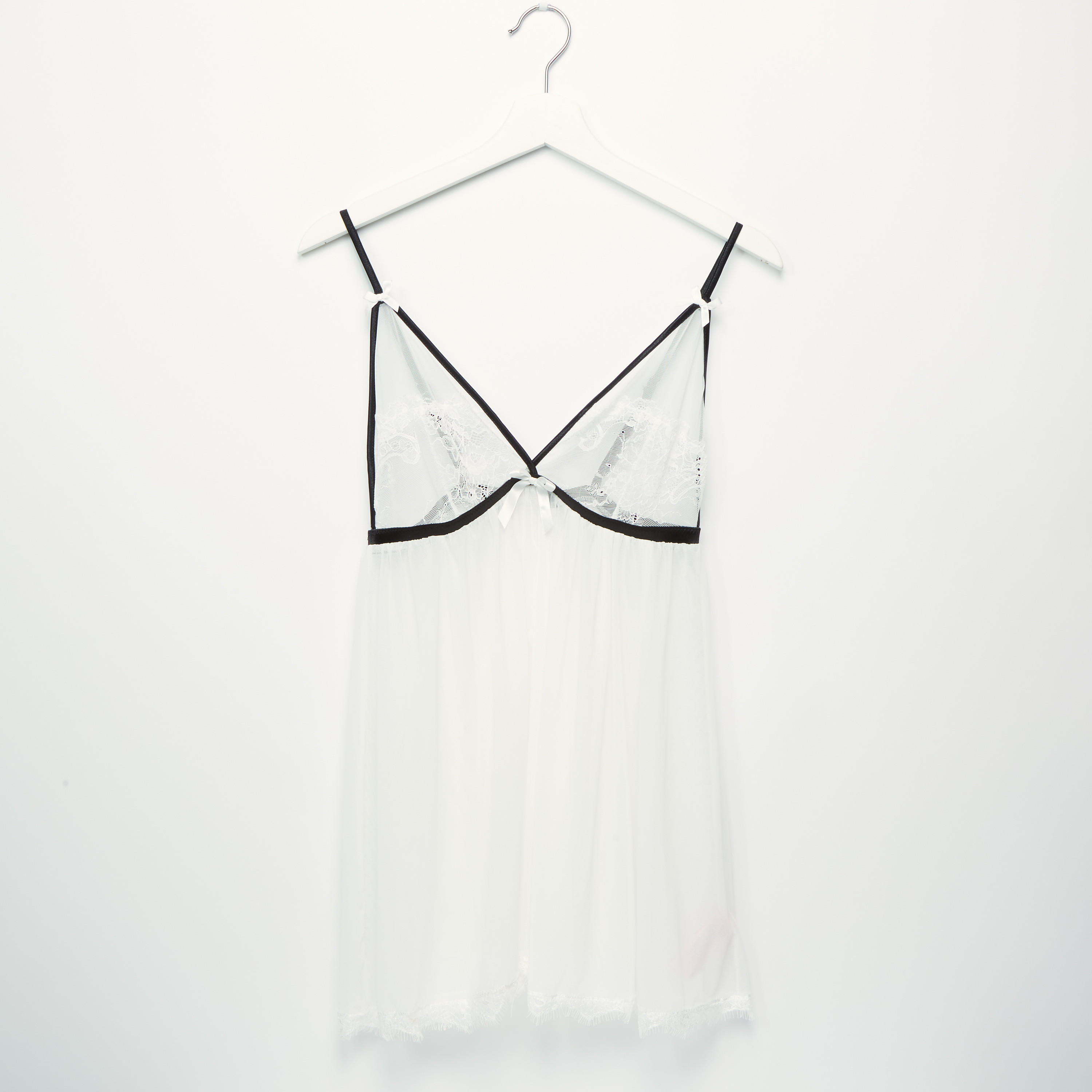 قميص نوم بيبي دول بياقة V وتفاصيل دانتيل مع ثونج-women-clothing-nightwear-pyjamas-longsets-image-2