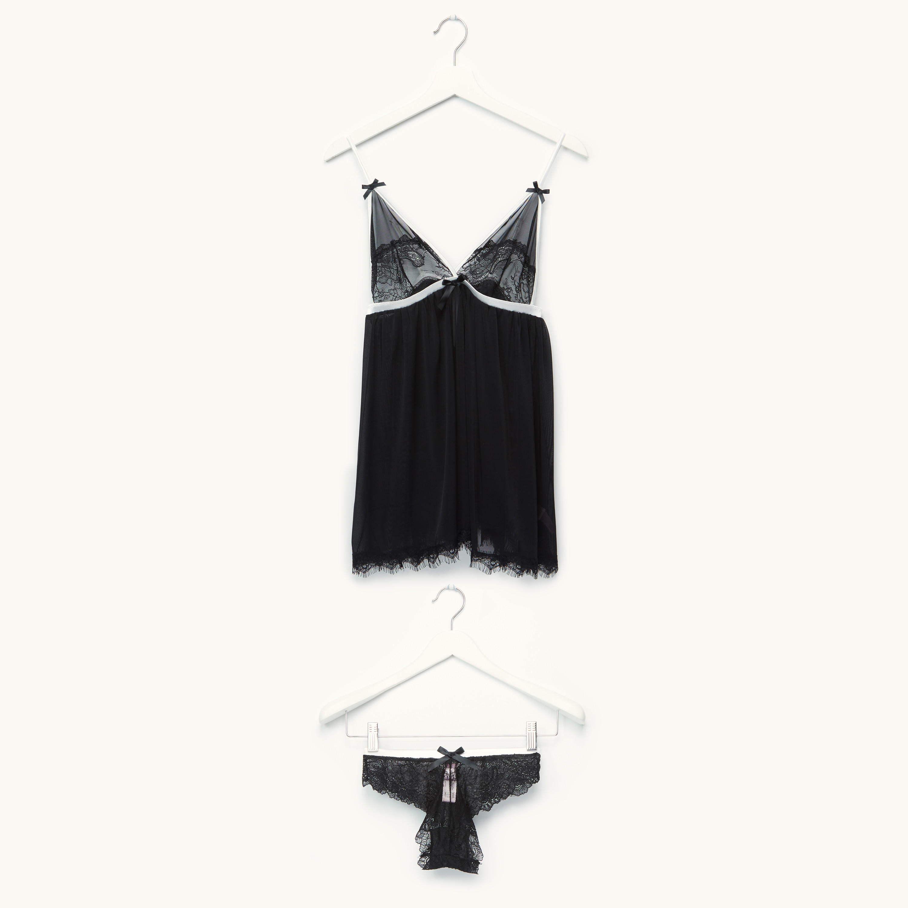 قميص نوم بيبي دول بتفاصيل دانتيل مع ثونج-women-clothing-nightwear-pyjamas-longsets-image-1