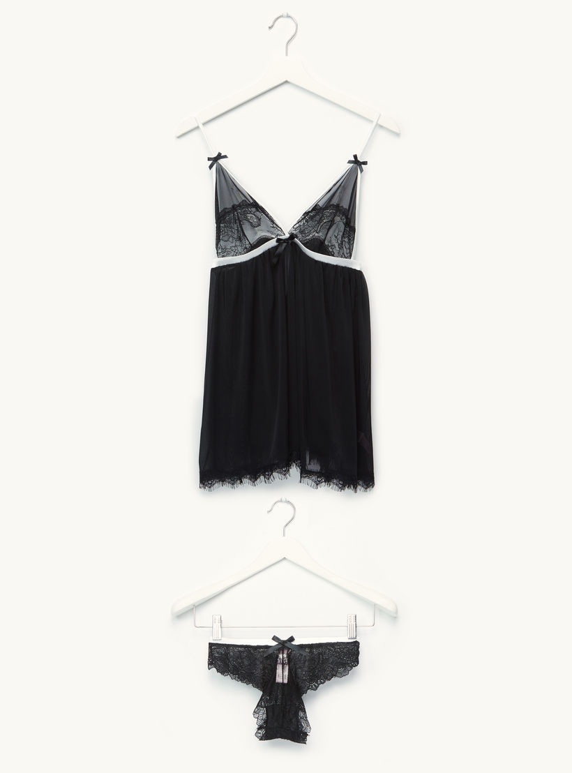قميص نوم بيبي دول بتفاصيل دانتيل مع ثونج-women-clothing-nightwear-pyjamas-longsets-image-1