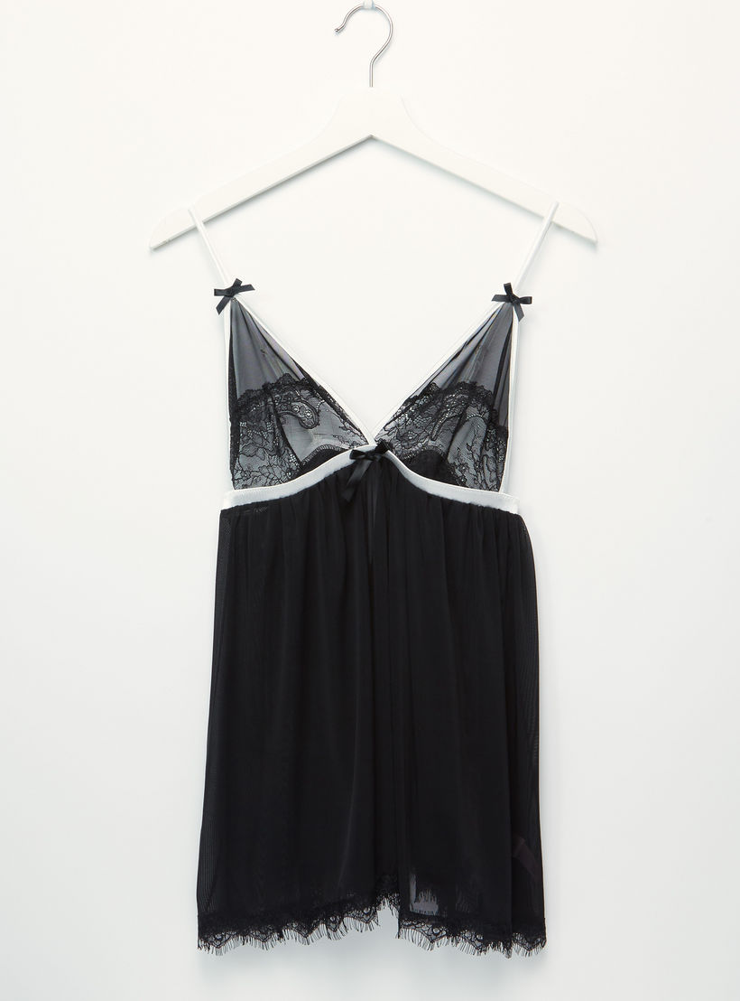 قميص نوم بيبي دول بتفاصيل دانتيل مع ثونج-women-clothing-nightwear-pyjamas-longsets-image-2