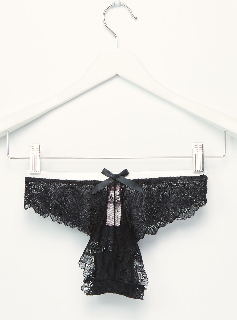 قميص نوم بيبي دول بتفاصيل دانتيل مع ثونج-women-clothing-nightwear-pyjamas-longsets-image-4