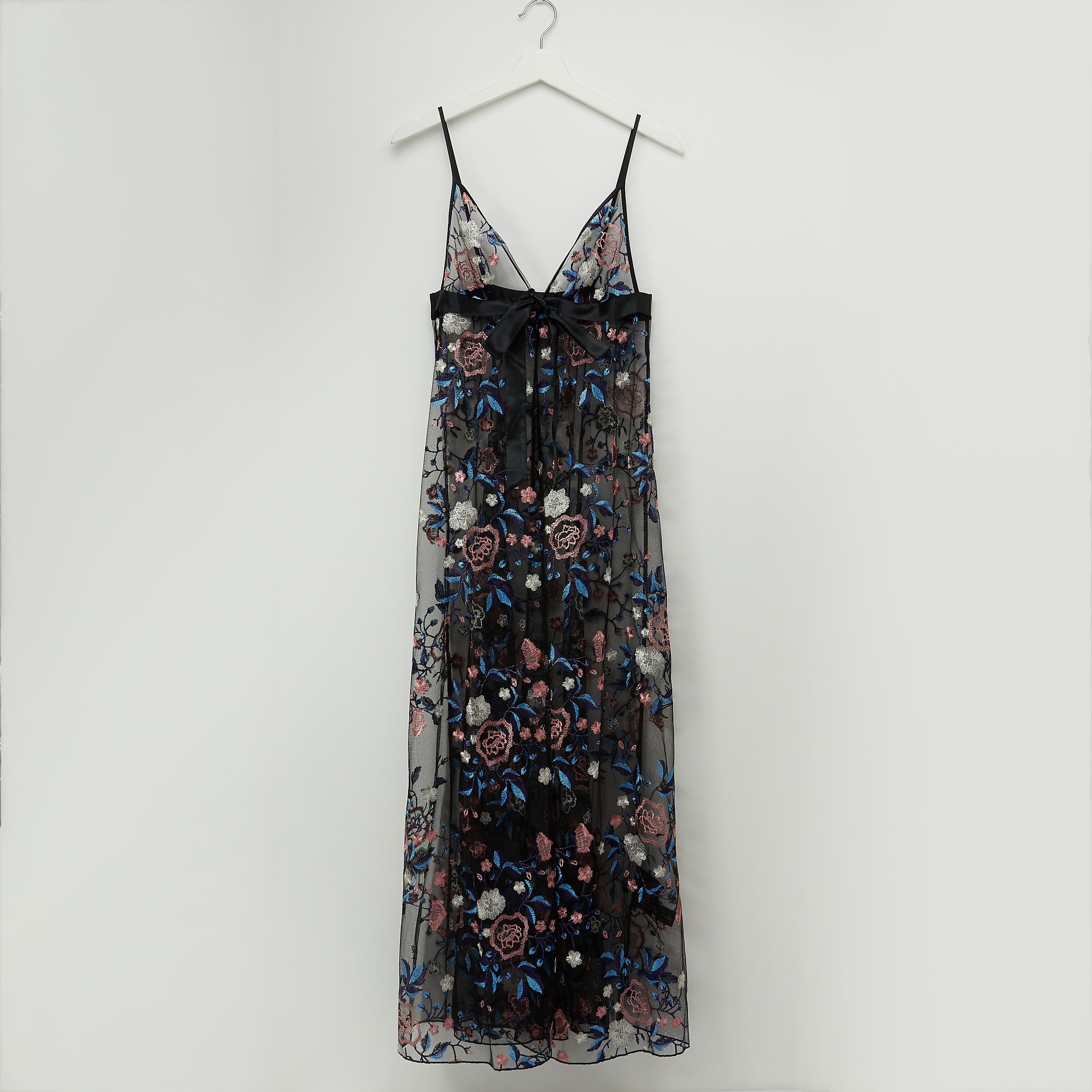 Embroidered Nightie with V-neck and Tie Up-women-clothing-nightwear-nighties-image-1