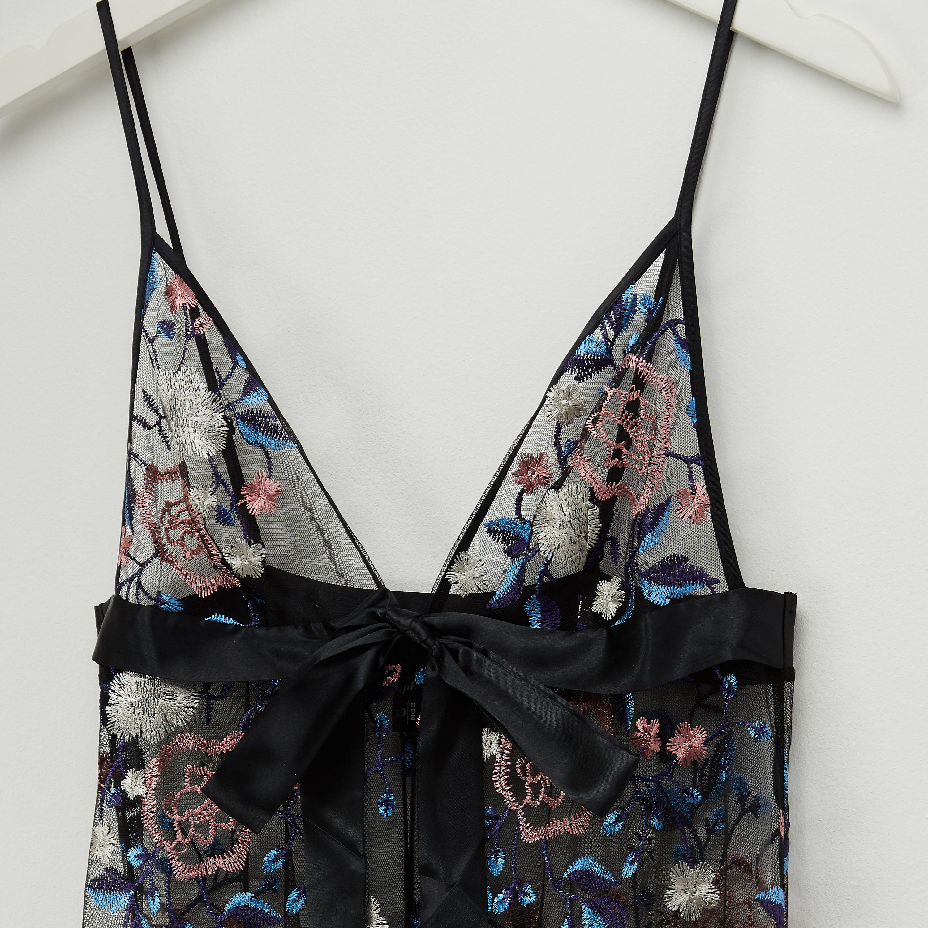 Embroidered Nightie with V-neck and Tie Up-women-clothing-nightwear-nighties-image-2