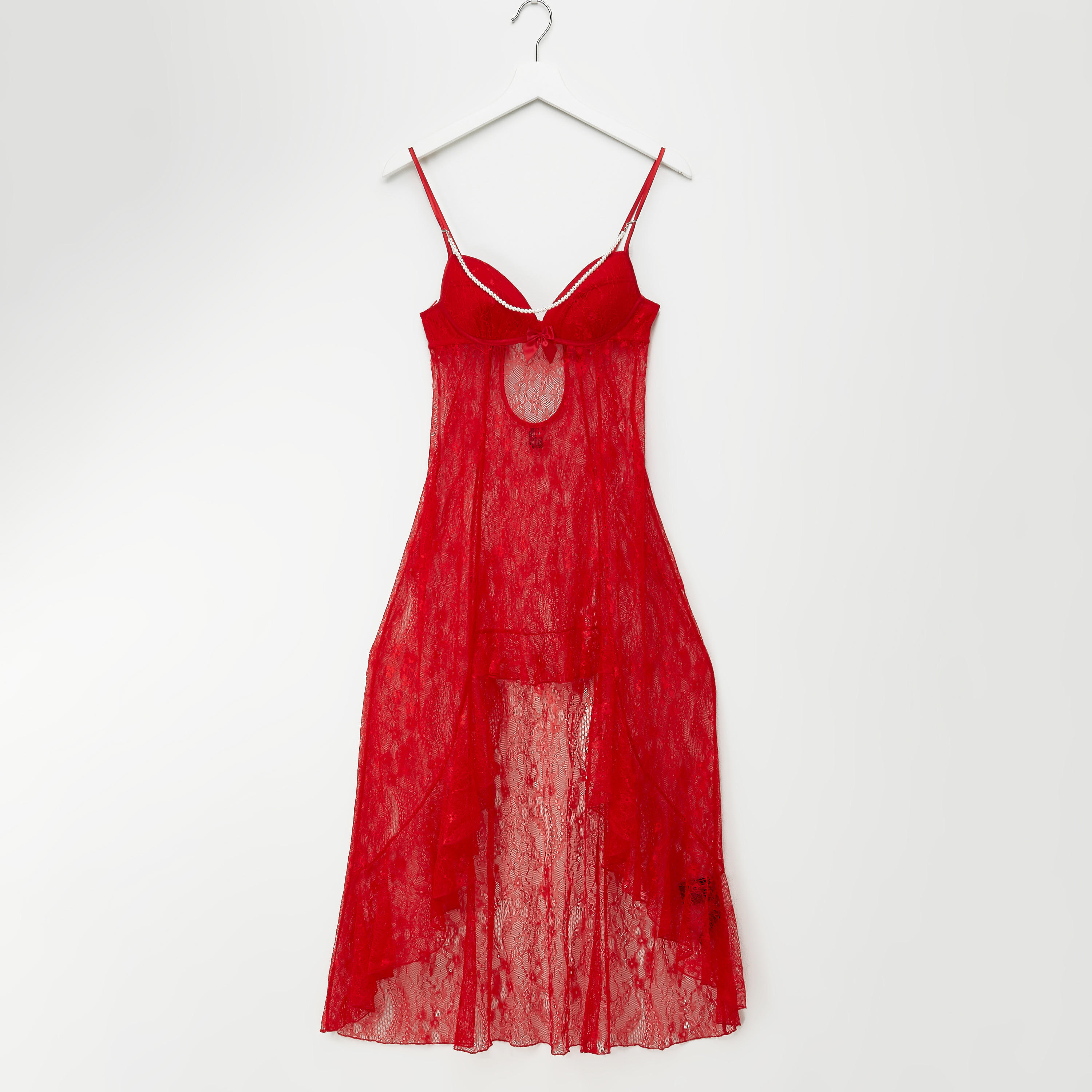 بيبي دول دانتيل بحمّالات قابلة للتعديل وتفاصيل لؤلؤ-women-clothing-nightwear-nighties-image-1