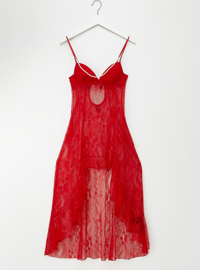 بيبي دول دانتيل بحمّالات قابلة للتعديل وتفاصيل لؤلؤ-women-clothing-nightwear-nighties-image-1
