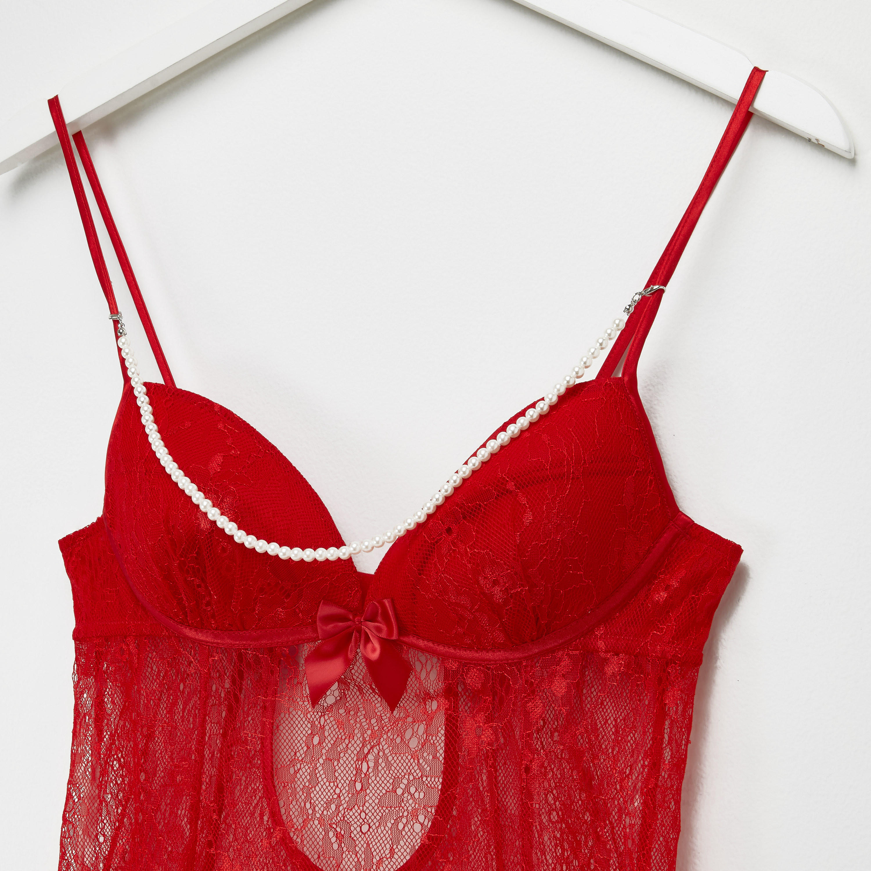 بيبي دول دانتيل بحمّالات قابلة للتعديل وتفاصيل لؤلؤ-women-clothing-nightwear-nighties-image-2