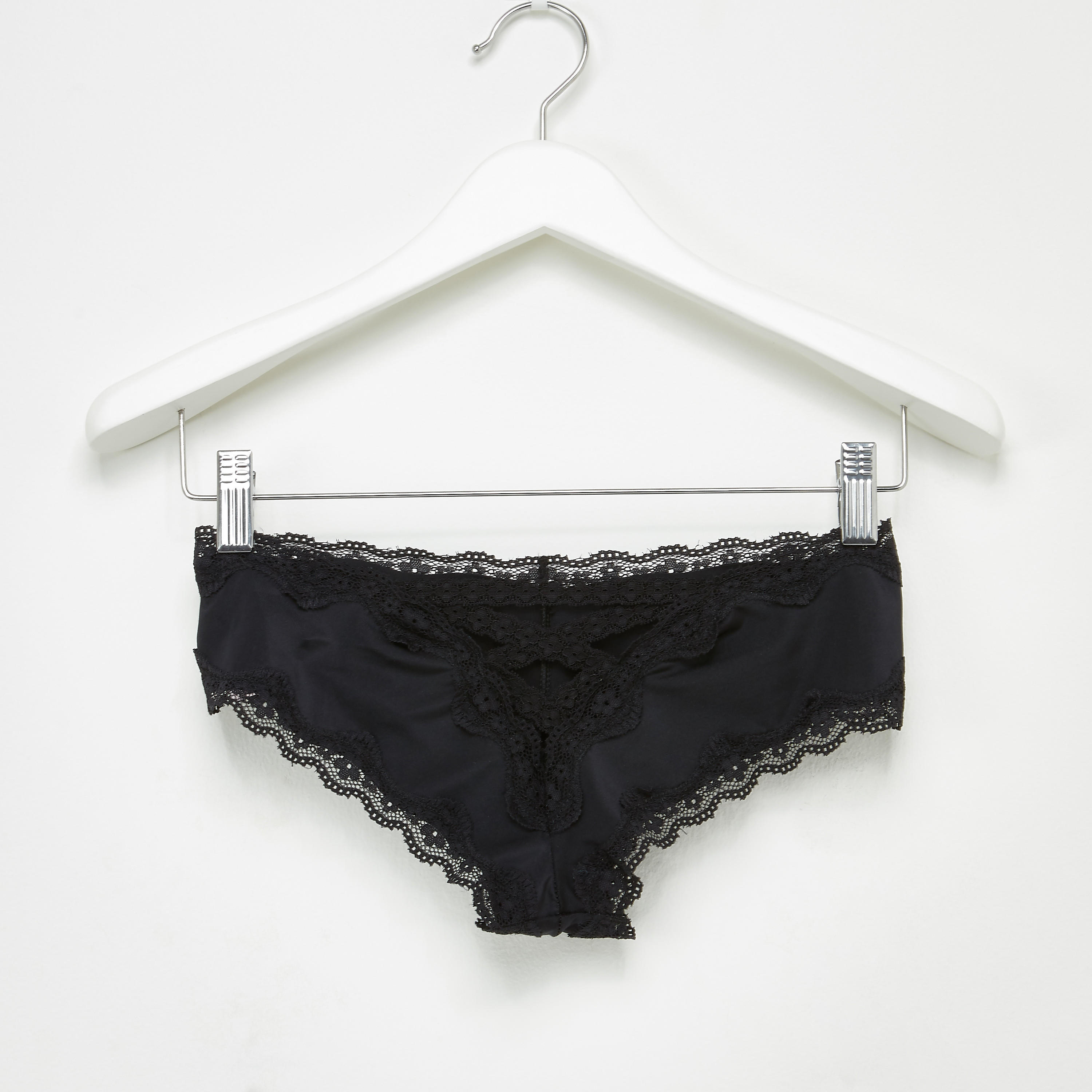 سراويل داخلية بوي شورت بخصر مطّاطي وتفاصيل دانتيل-women-clothing-lingerie-panties-image-2