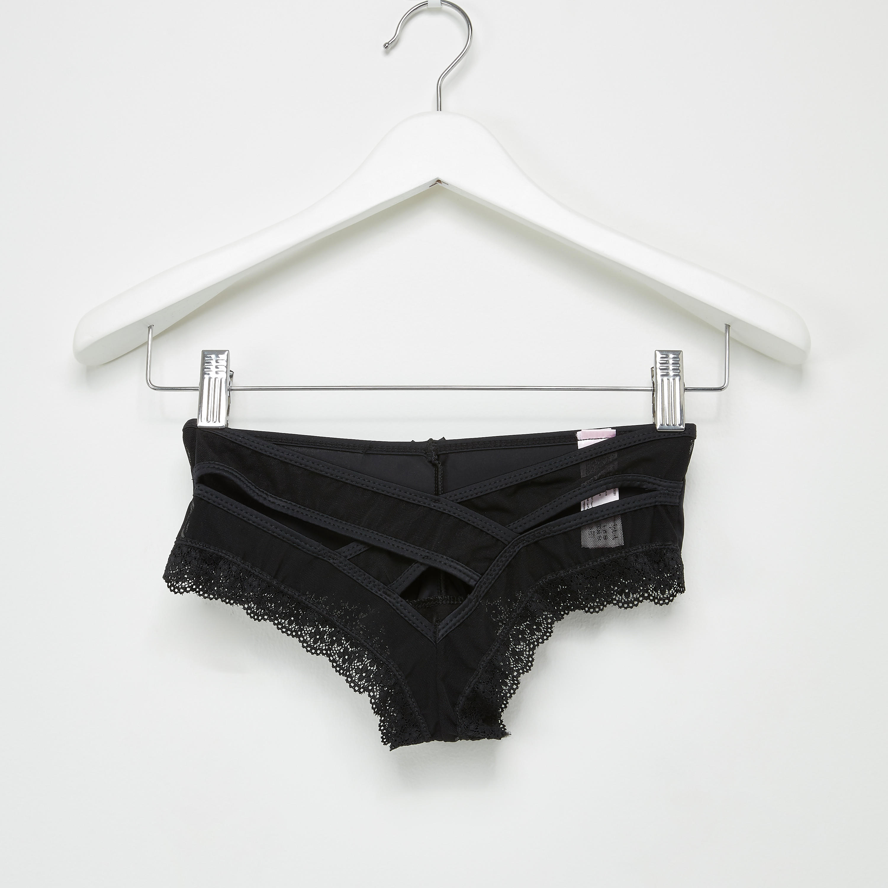 سراويل داخلية بوي شورت بحزام متقاطع وتفاصيل دانتيل-women-clothing-lingerie-panties-image-3