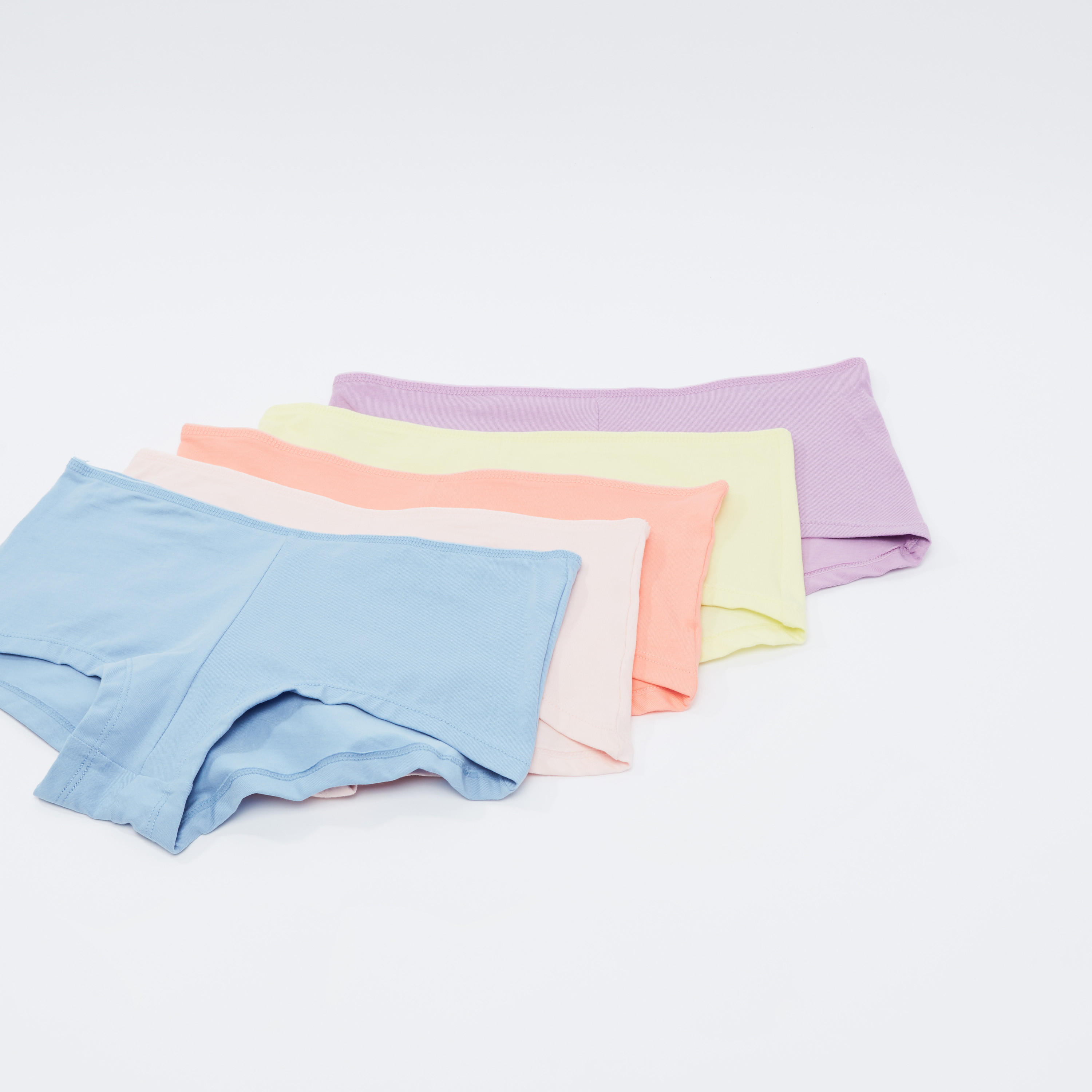 سراويل داخلية بوي شورت سادة بخصر مطّاطي - طقم من 5 قطع-women-clothing-lingerie-panties-image-1