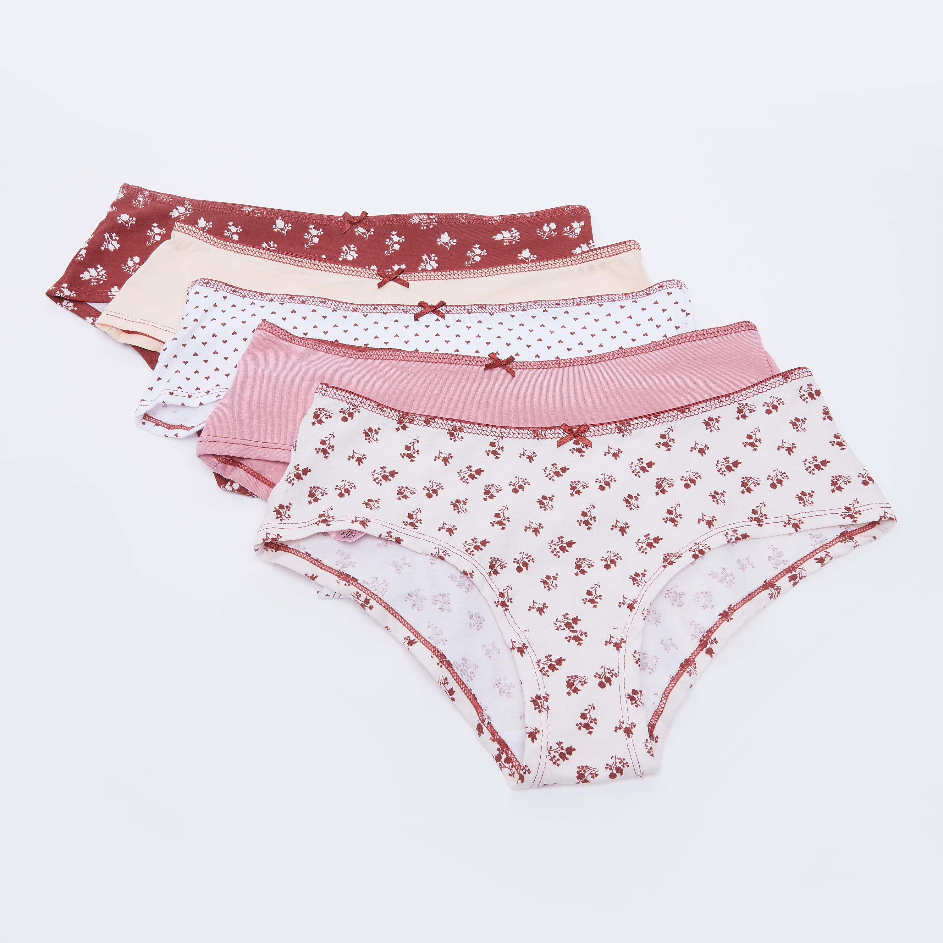 سراويل داخلية بخصر مطّاطي وطبعات - طقم من 5 قطع-women-clothing-lingerie-panties-image-1