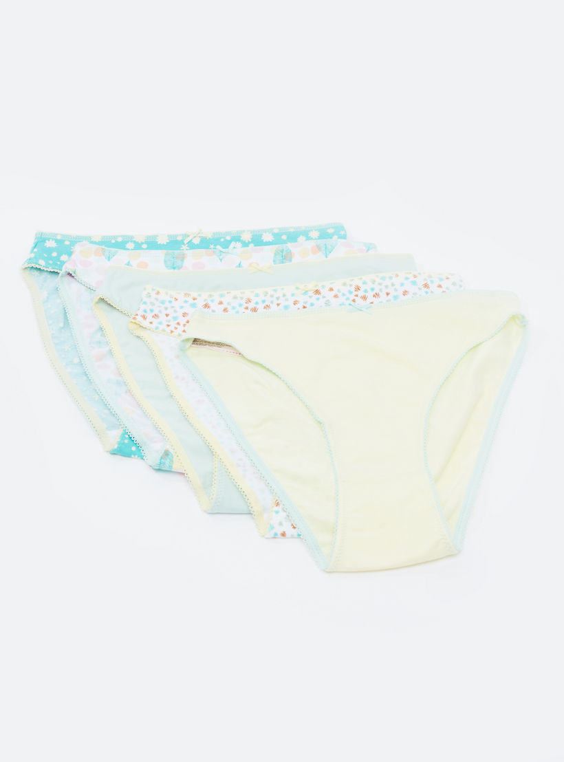 سراويل داخلية متنوعة بتفاصيل دانتيل - طقم من 5 قطع-women-clothing-lingerie-panties-image-1