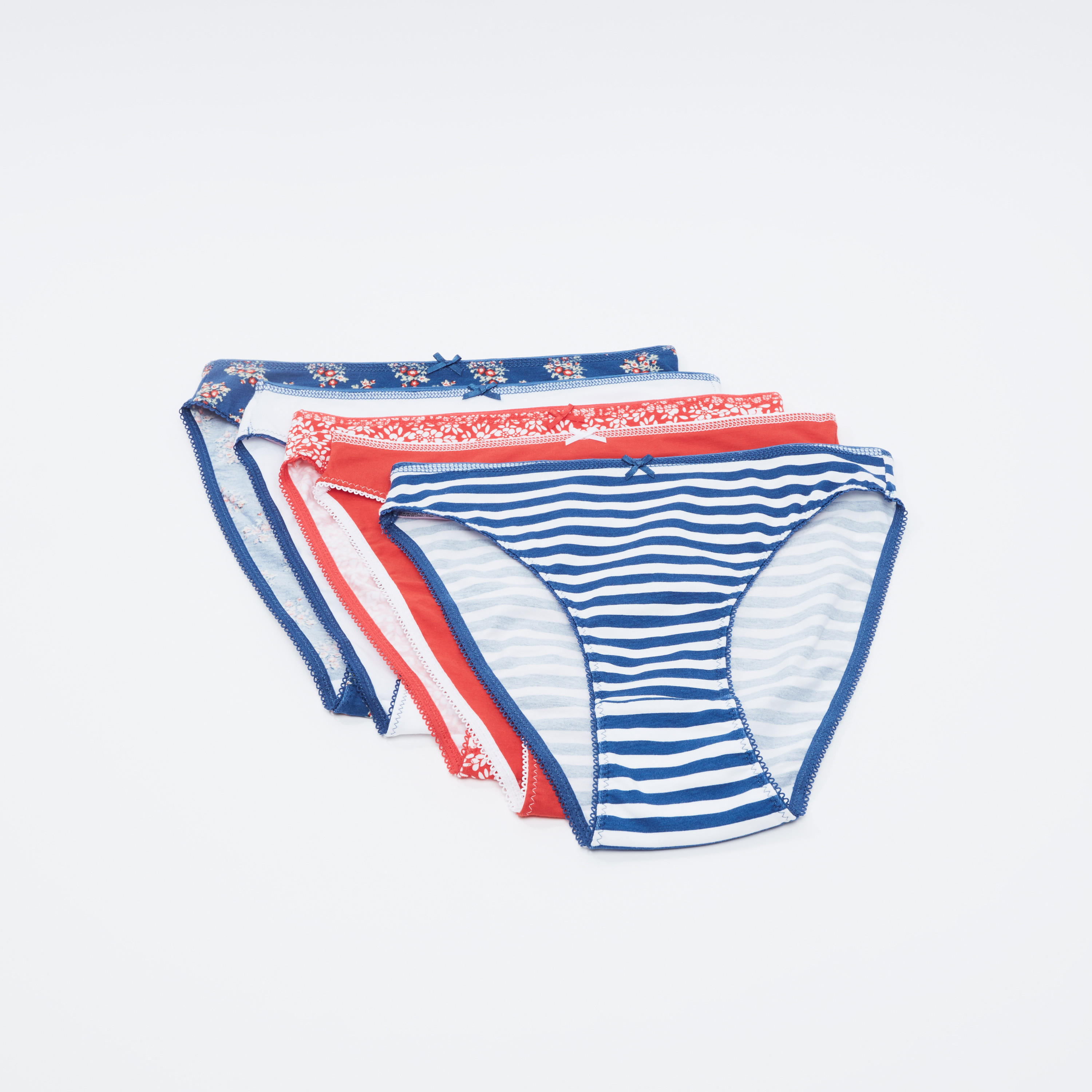 سراويل داخلية بخصر مطّاطي وفيونكة - طقم من 5 قطع-women-clothing-lingerie-panties-image-1