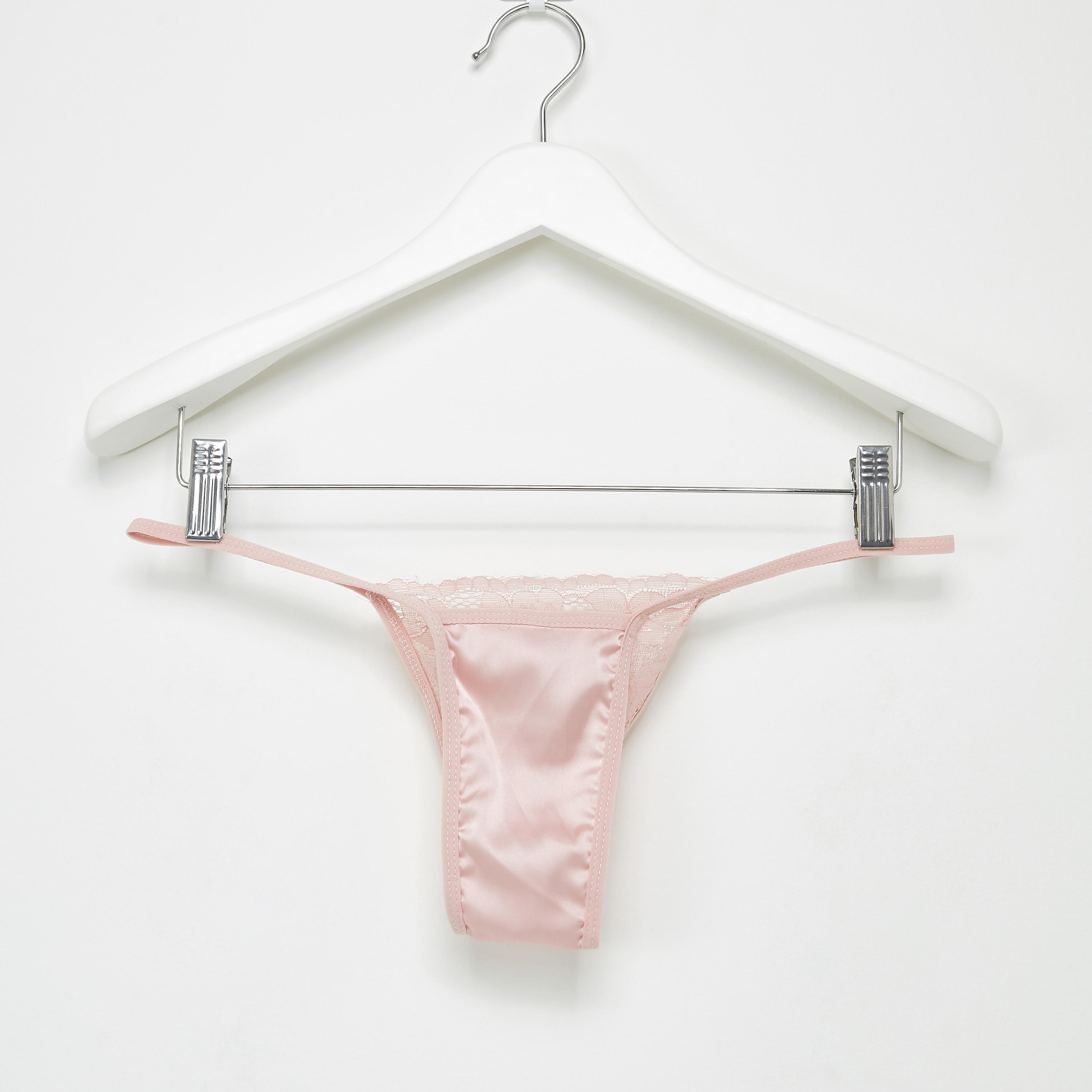 قميص نوم بياقة V وتفاصيل دانتيل مع ثونج-women-clothing-nightwear-pyjamas-longsets-image-5