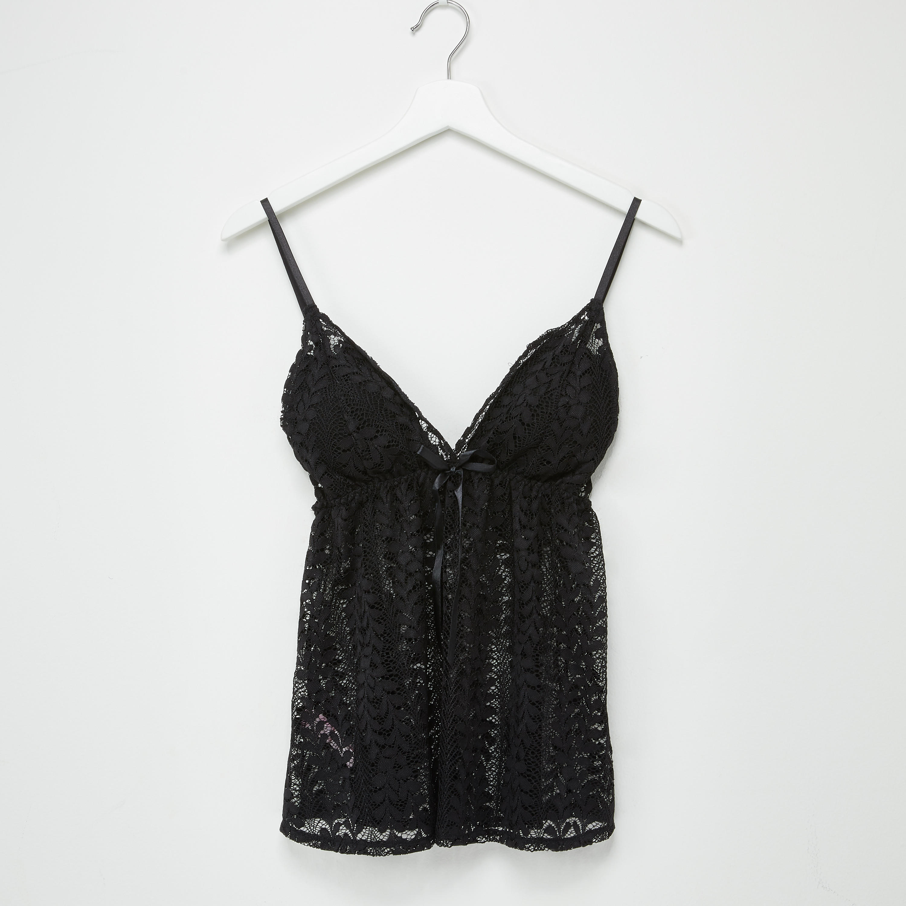 طقم قميص مبطّن بتفاصيل دانتيل وشورت-women-clothing-nightwear-pyjamas-longsets-image-2