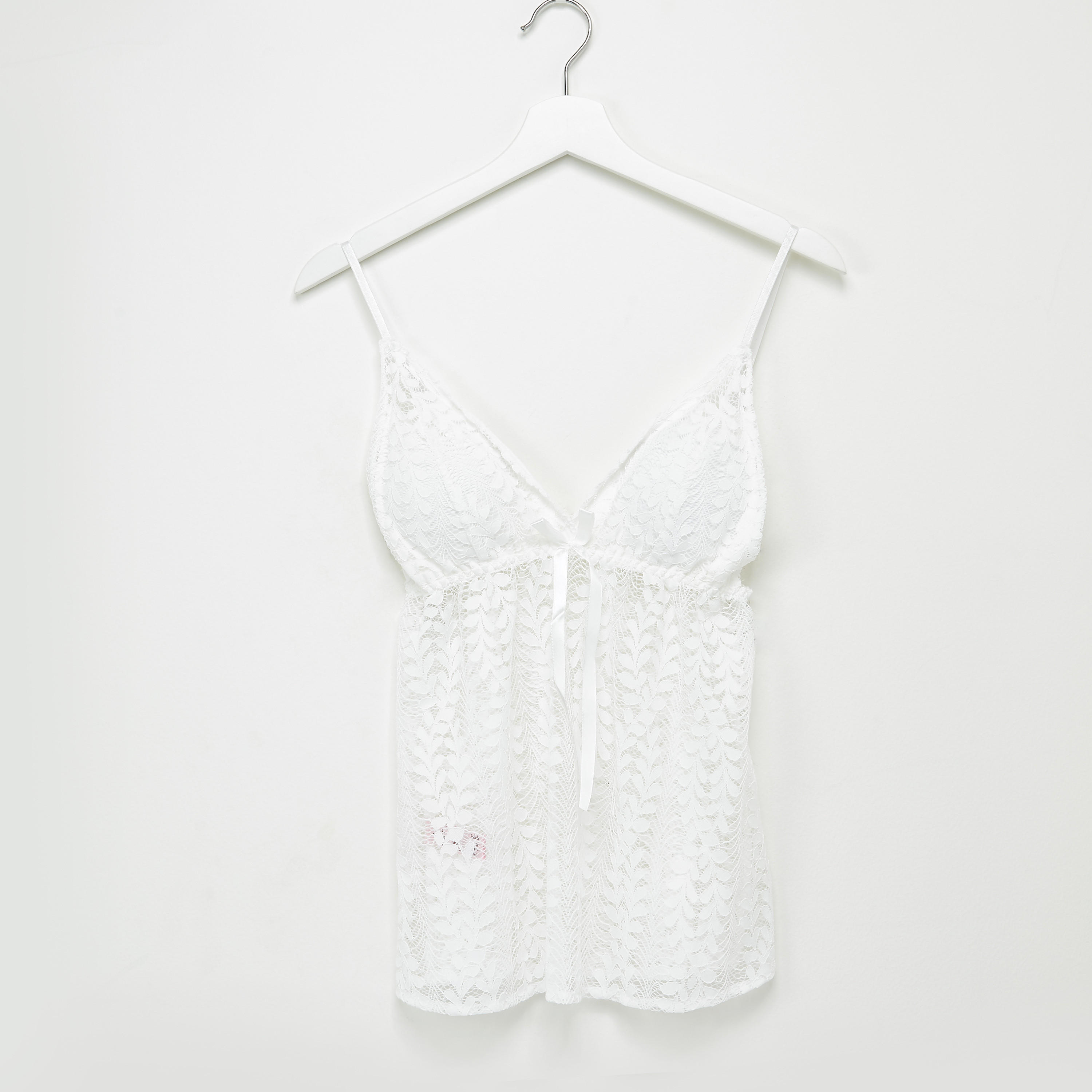 طقم شورت وبلوزة بياقة V وتفاصيل دانتيل-women-clothing-nightwear-pyjamas-longsets-image-2