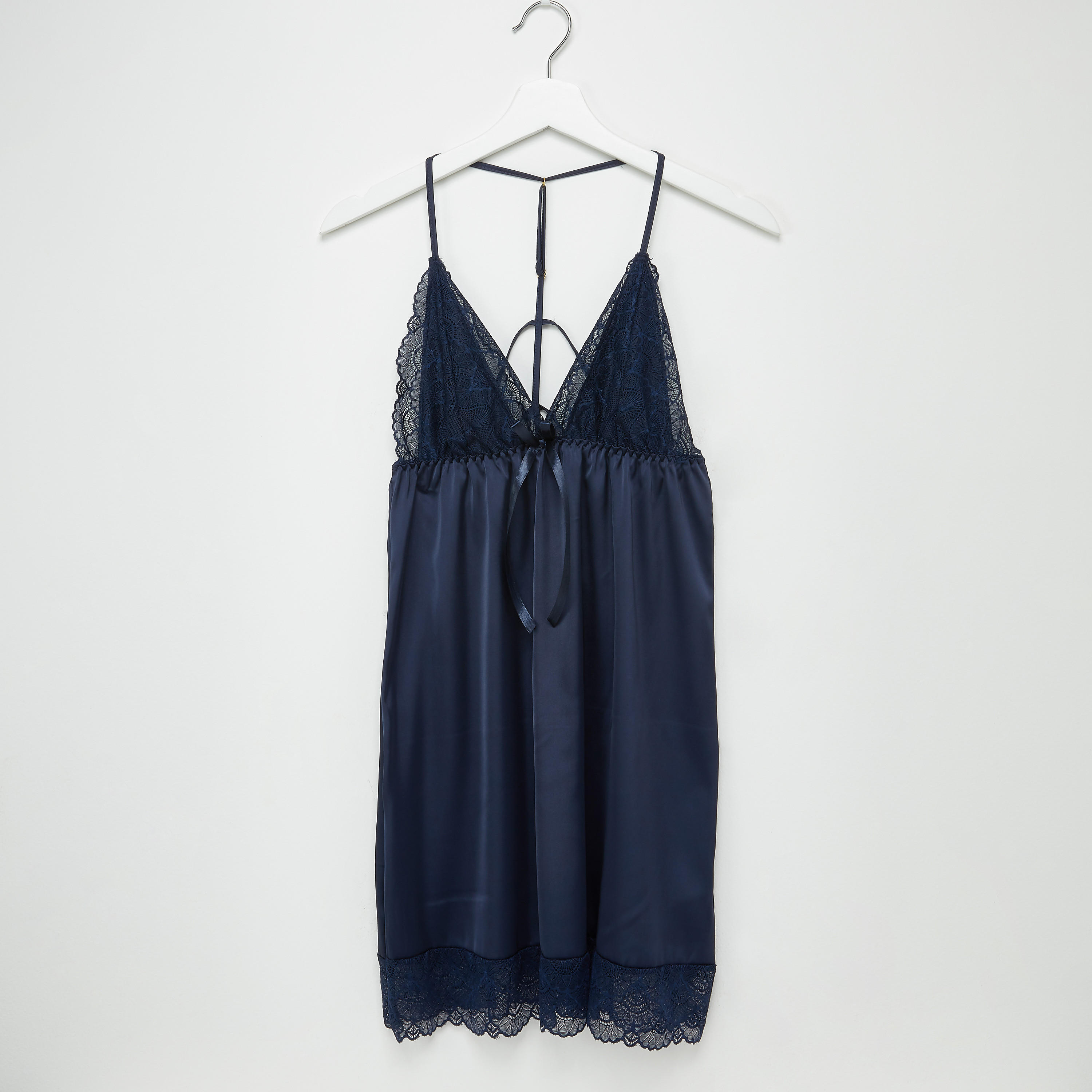 Lace Detail Halter Neck Babydoll with Thongs-women-clothing-nightwear-nighties-image-2