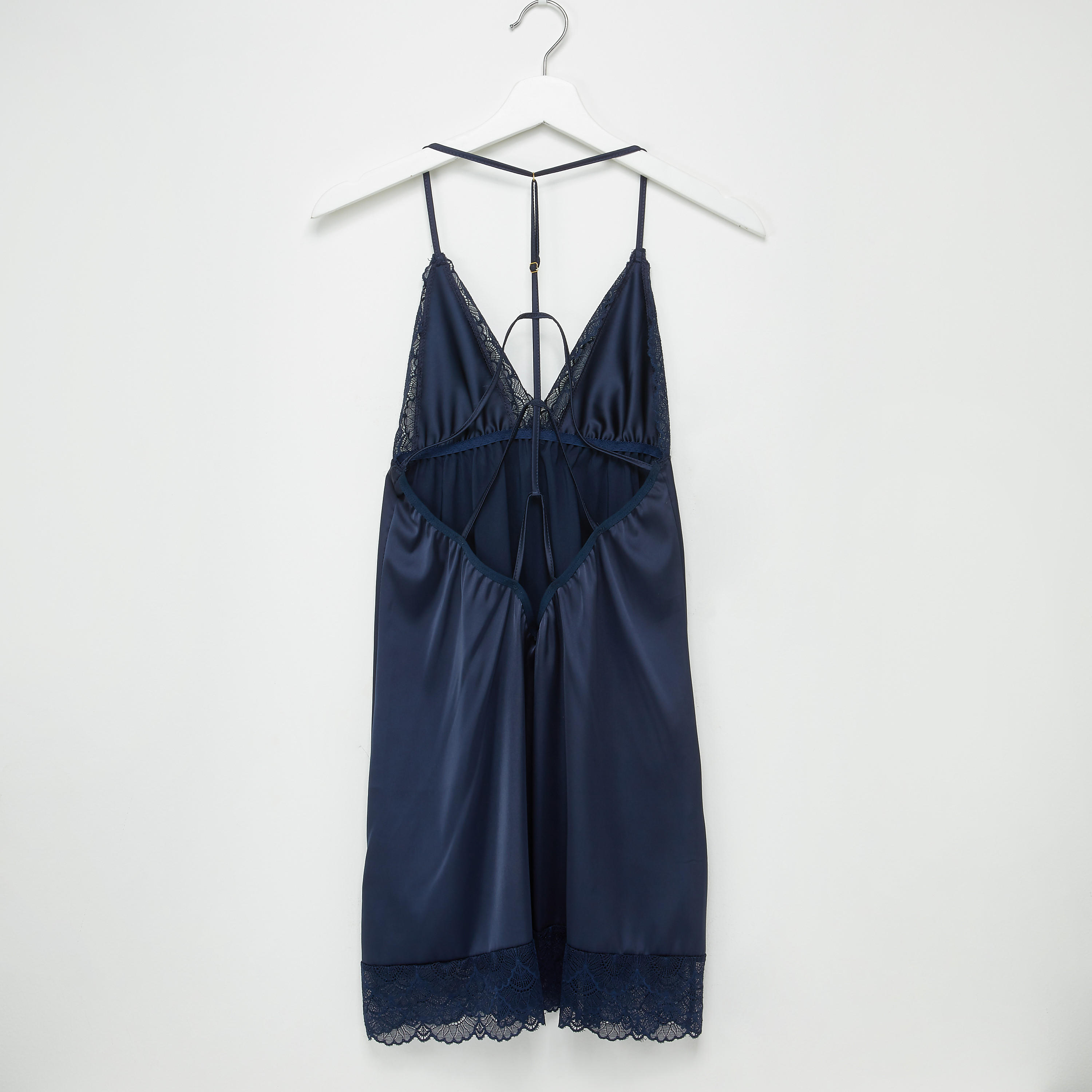 Lace Detail Halter Neck Babydoll with Thongs-women-clothing-nightwear-nighties-image-3