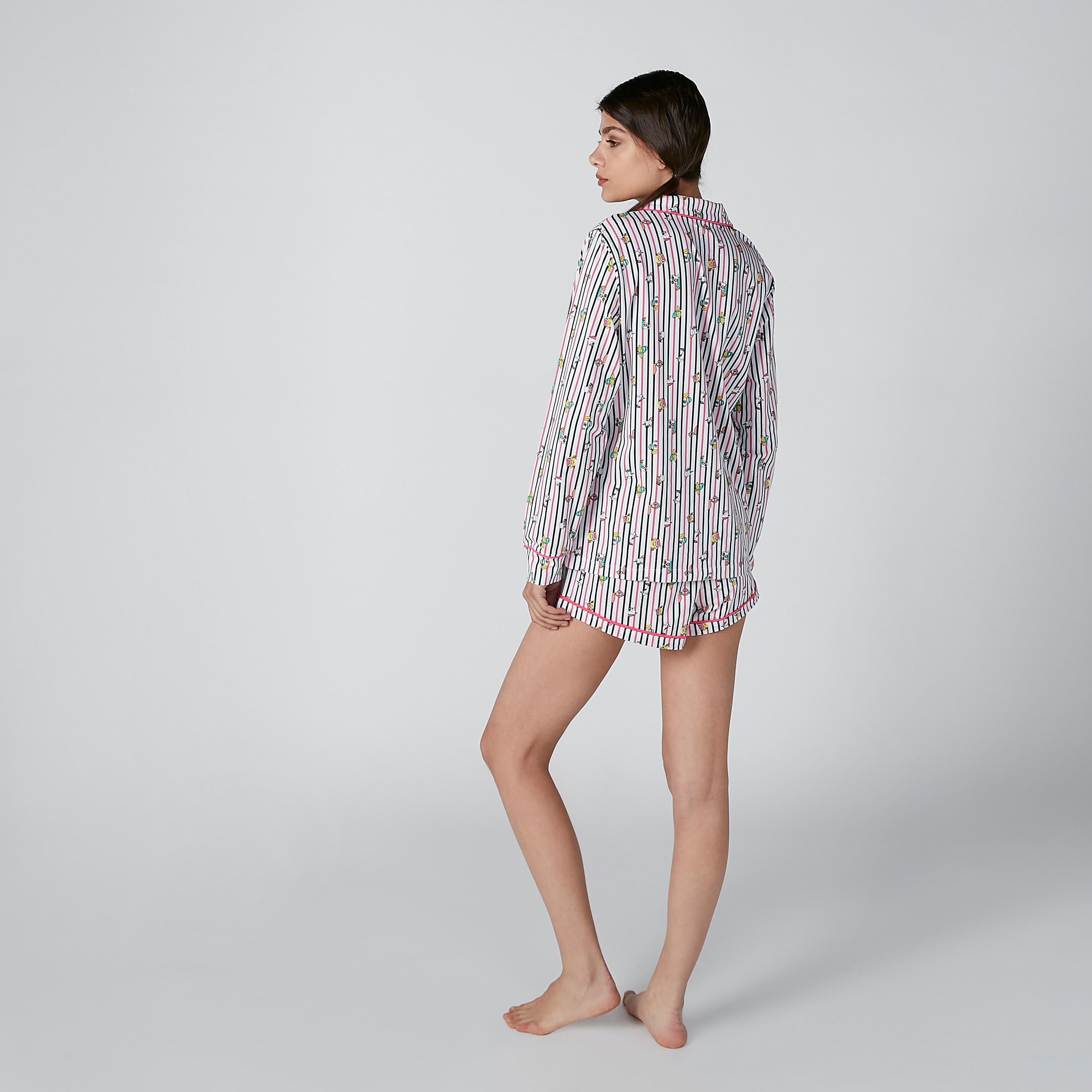 طقم شورت وقيمص مقلّم-women-clothing-nightwear-pyjamas-longsets-image-2