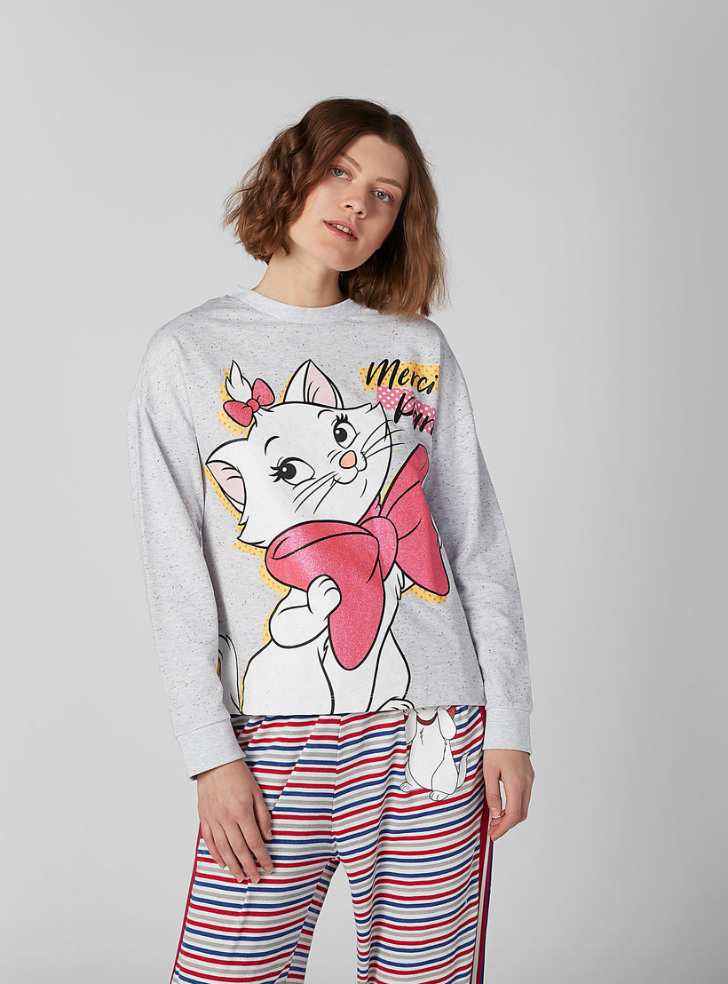 تيشيرت مستدام بياقة مستديرة وأكمام قصيرة وطبعات ماري-women-clothing-nightwear-pyjamas-tops-image-1