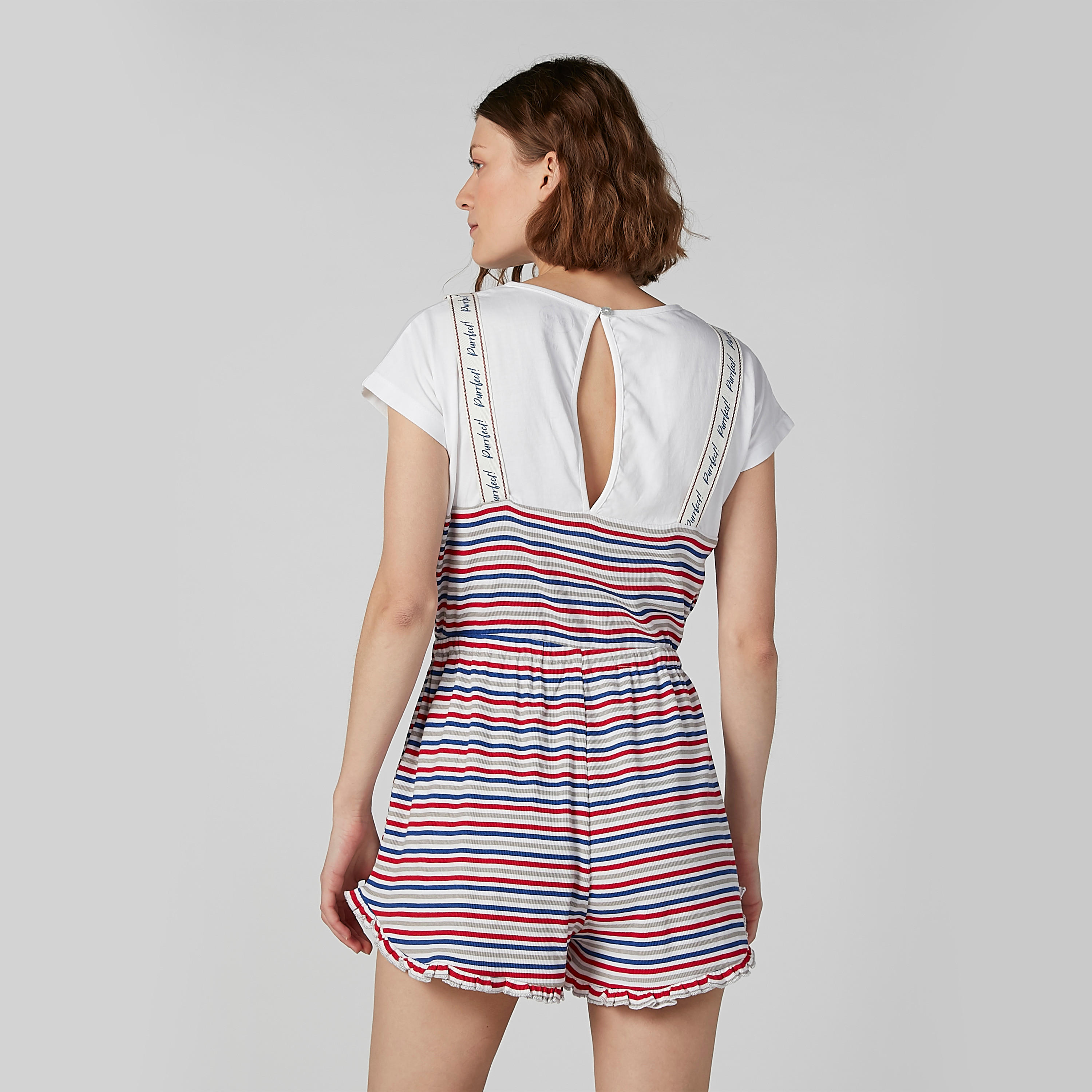 أفرول مستدام مقلّم بياقة مستديرة وأكمام كاب -women-clothing-nightwear-nighties-image-5