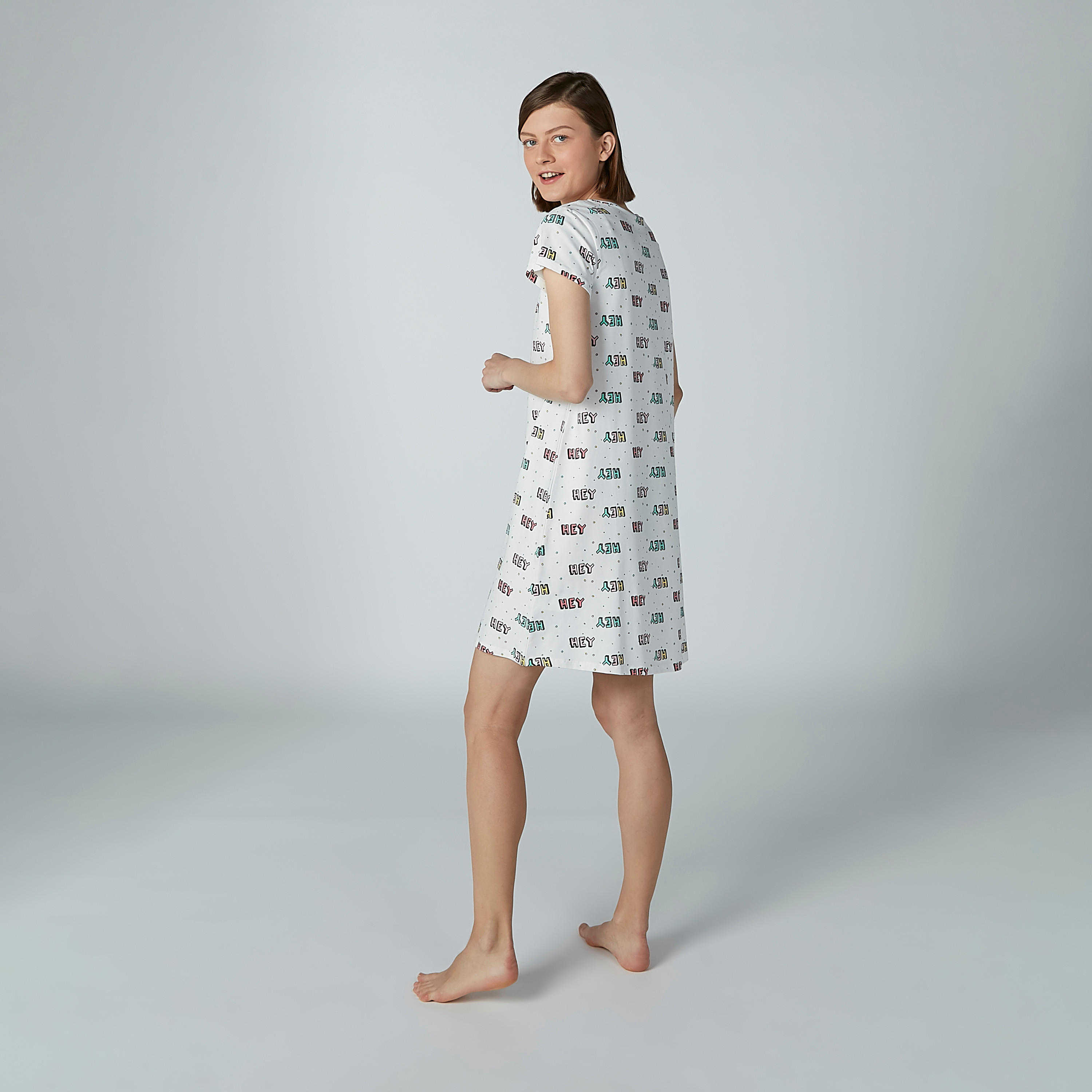 Set of 2 - Printed Sleep Dress with Short Sleeves and Round Neck-women-clothing-nightwear-nighties-image-5