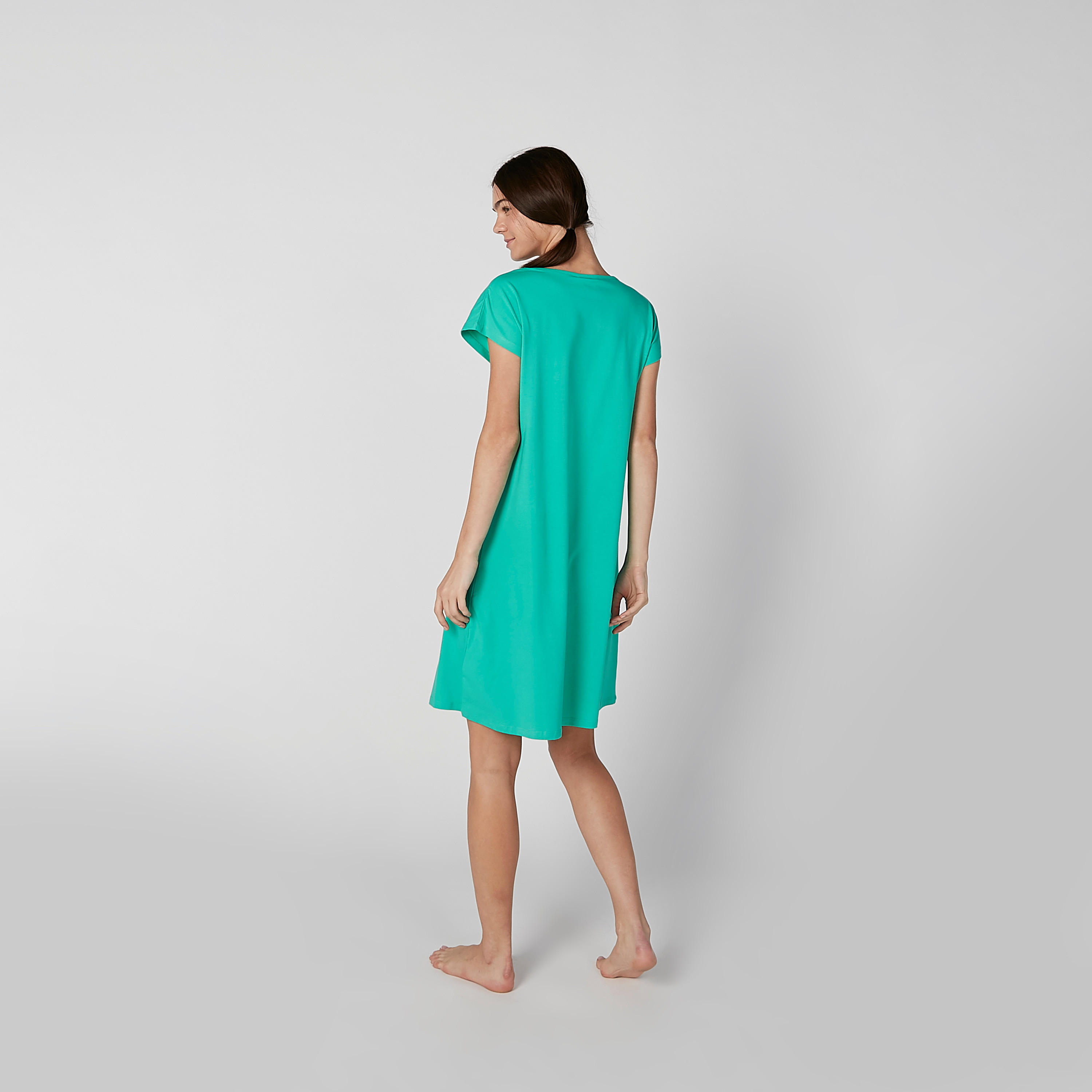 قميص نوم بياقة مستديرة وأكمام قصيرة وطبعات - طقم من قطعتين-women-clothing-nightwear-nighties-image-4