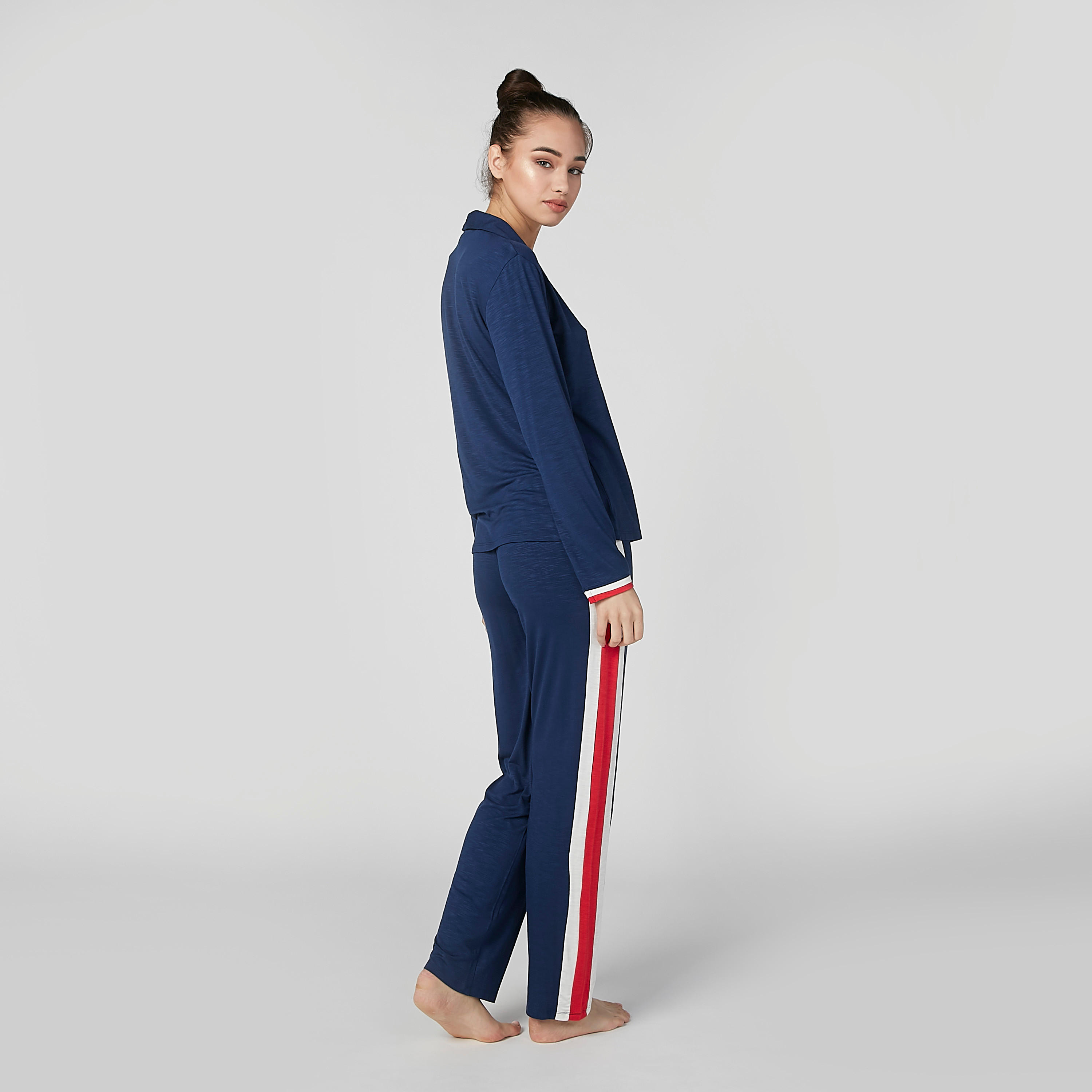 طقم بنطال بيجاما طويل وقميص مقلّم بأكمام طويلة-women-clothing-nightwear-pyjamas-longsets-image-3