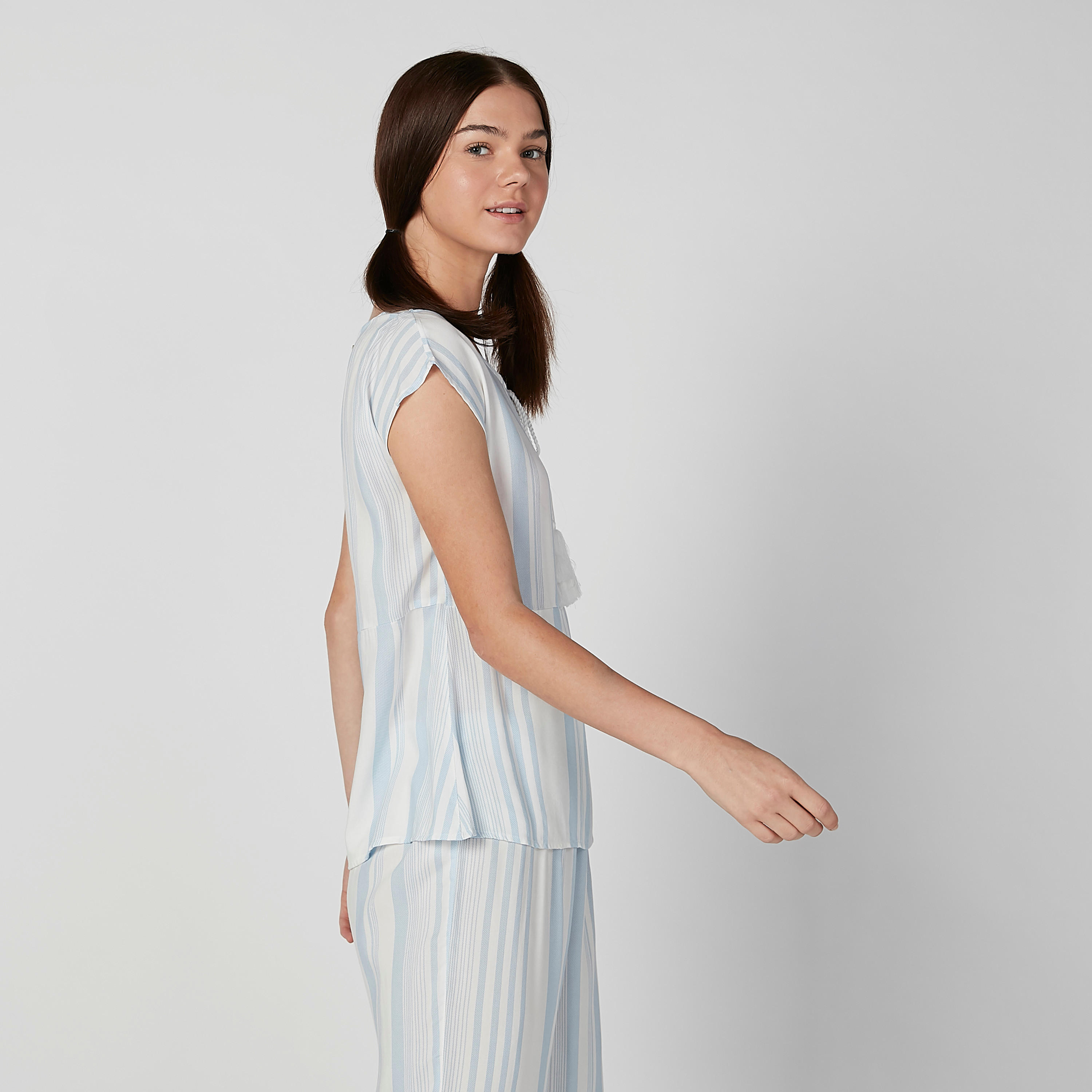 Striped Sleeveless Top and 3/4 Pyjama Set-women-clothing-nightwear-pyjamas-longsets-image-2