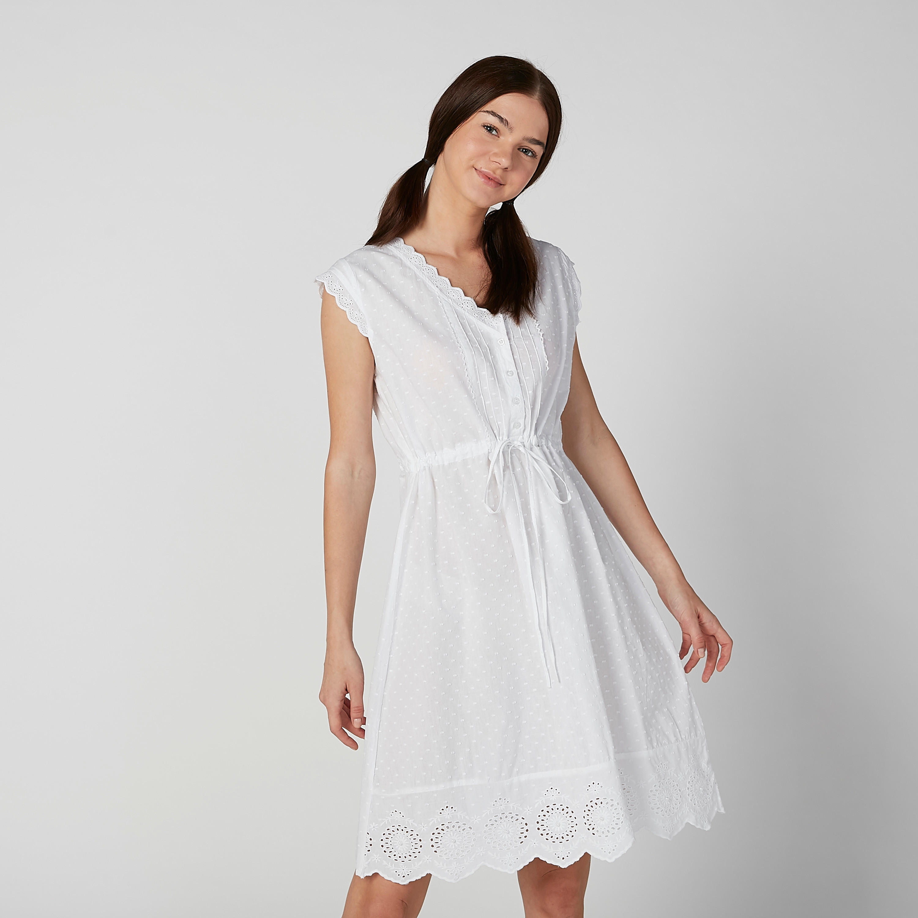 قميص نوم شيفلي متوسط الطول دون أكمام بأربطة-women-clothing-nightwear-nighties-image-1