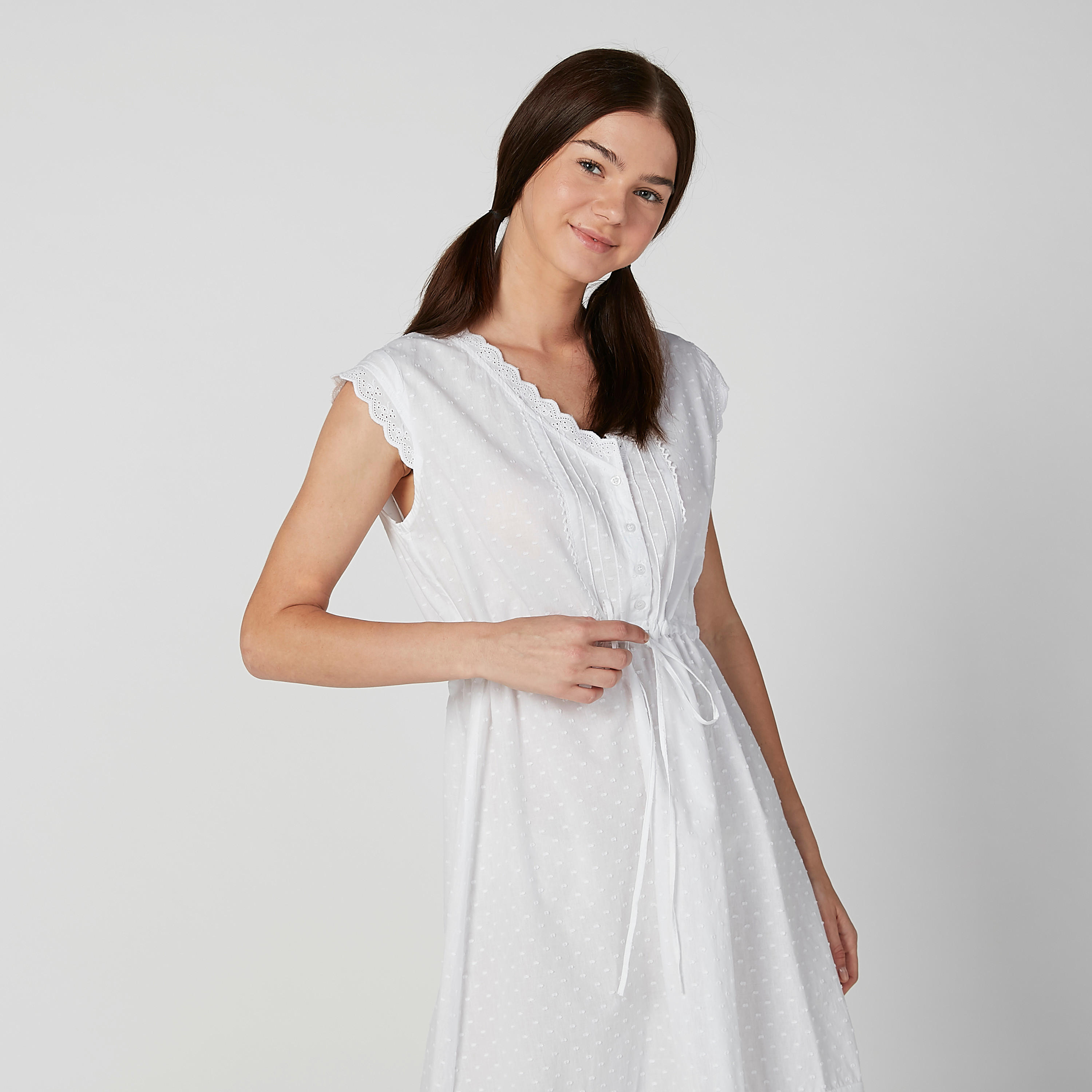 قميص نوم شيفلي متوسط الطول دون أكمام بأربطة-women-clothing-nightwear-nighties-image-2