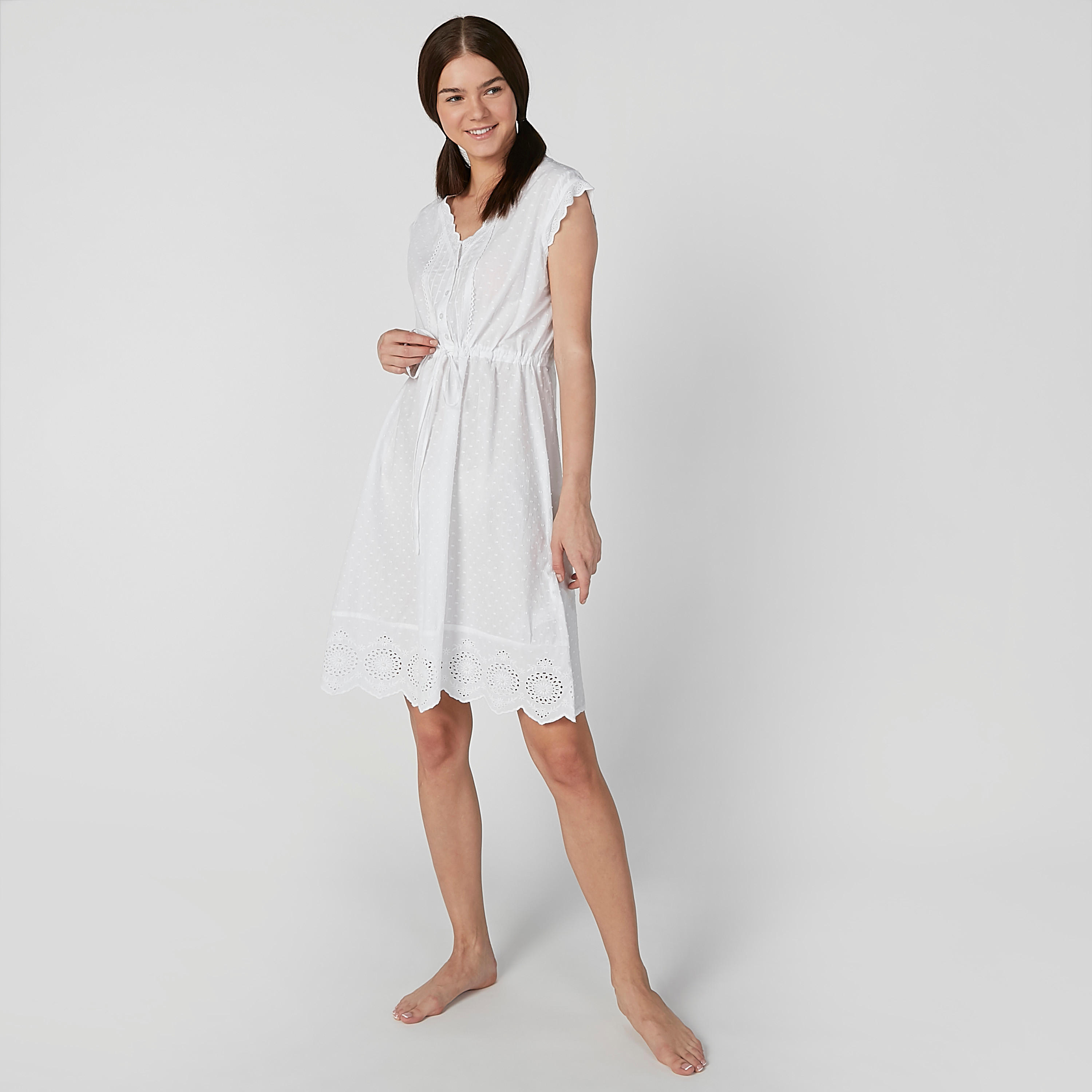 قميص نوم شيفلي متوسط الطول دون أكمام بأربطة-women-clothing-nightwear-nighties-image-4