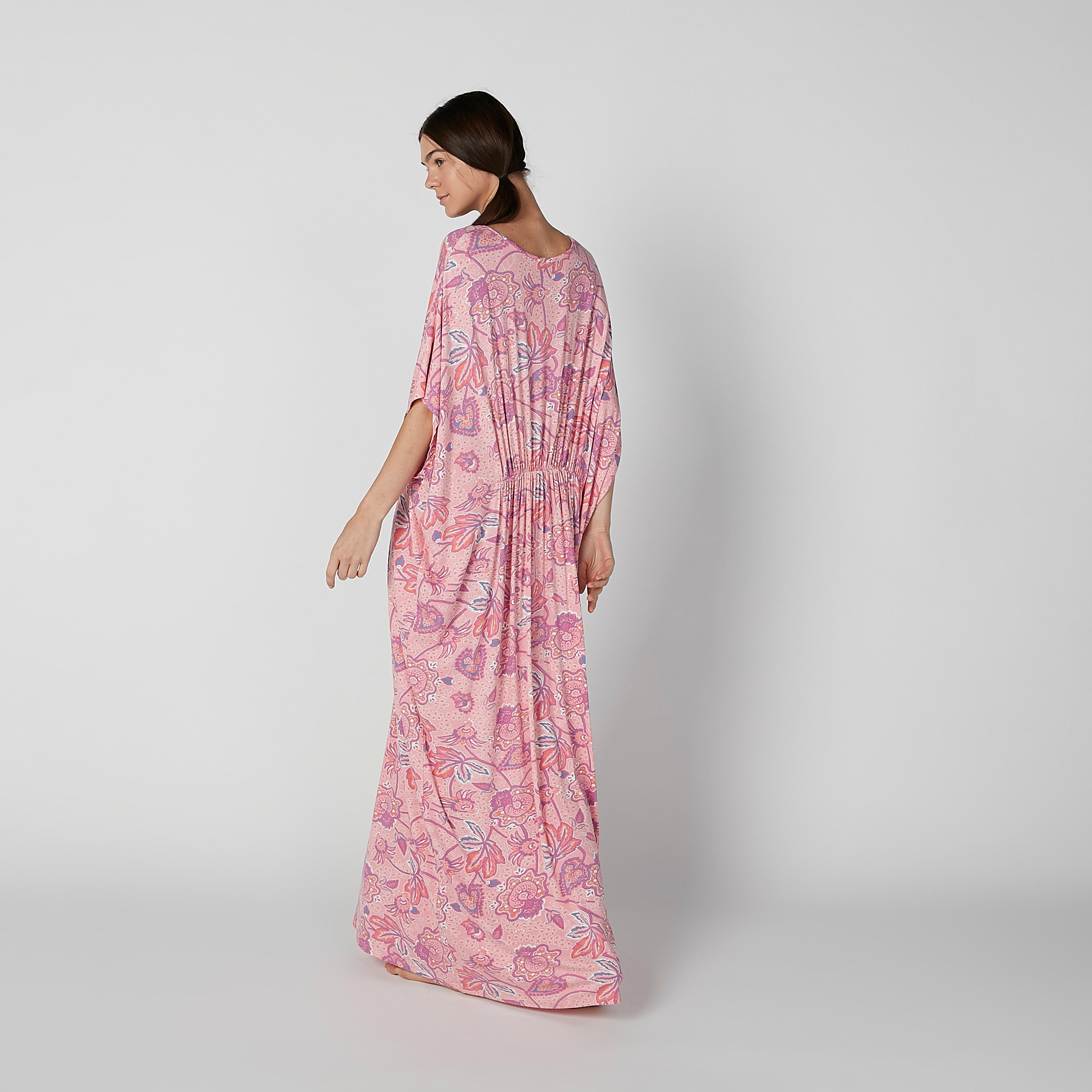 قميص نوم إيه لاين طويل بأكمام 3/4 وطبعات زهرية-women-clothing-nightwear-nighties-image-4