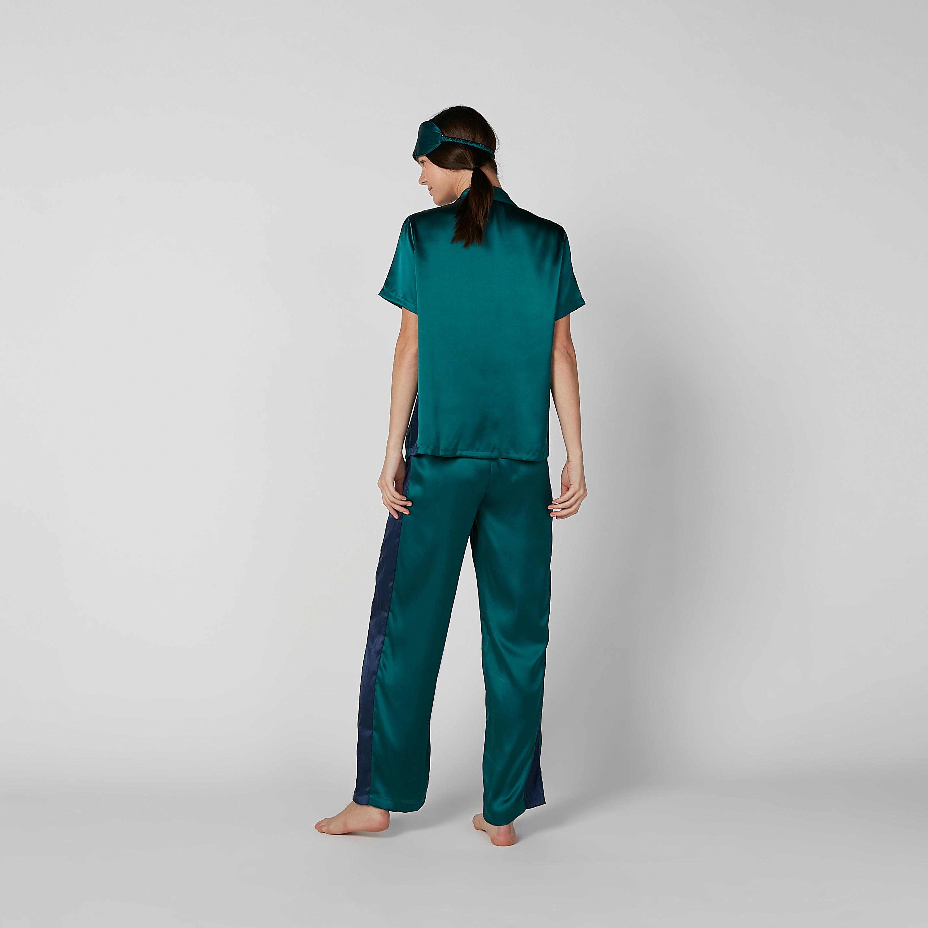 Solid Collared Shirt and Pyjama Set with Eye Mask-women-clothing-nightwear-pyjamas-longsets-image-5