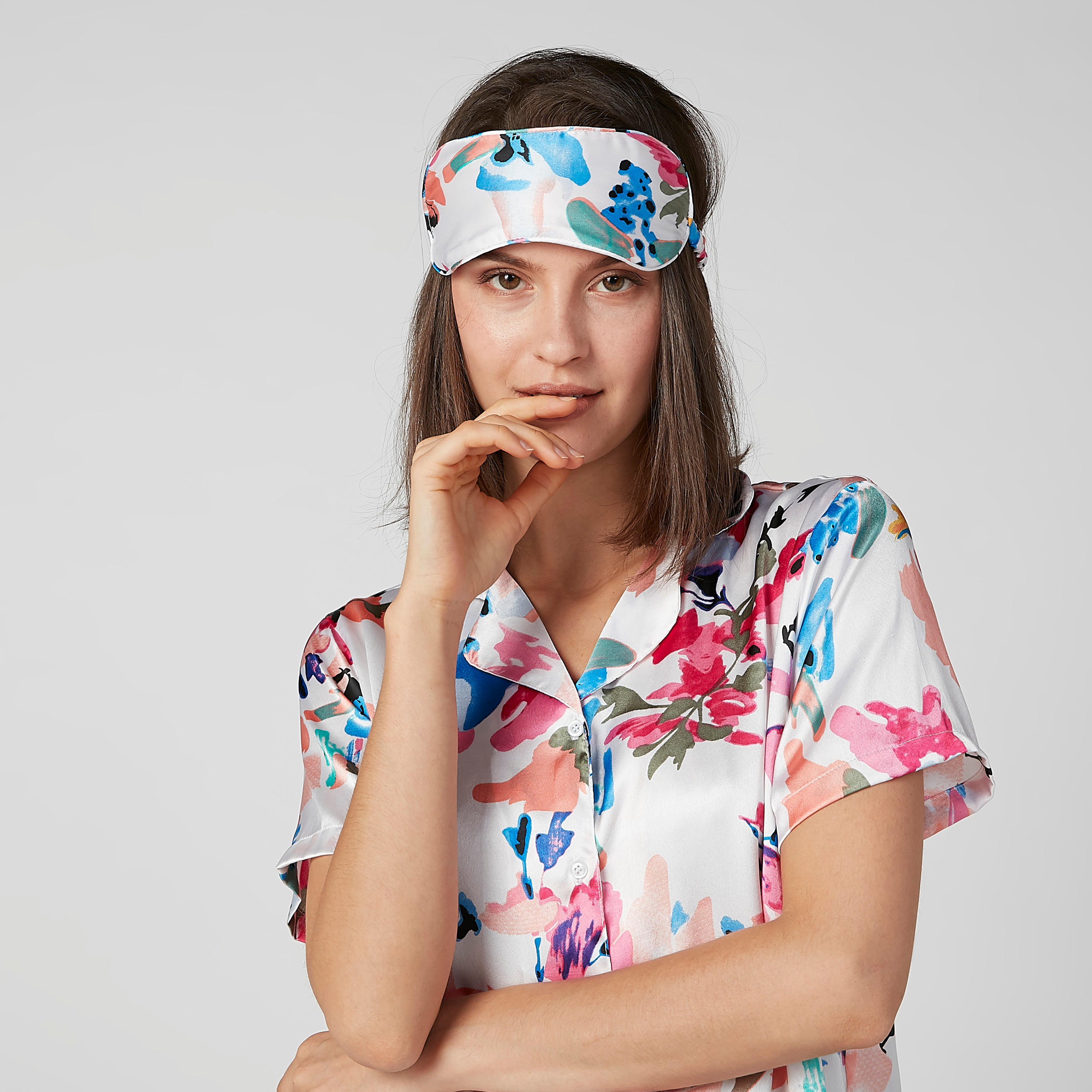 طقم بنطال بيجاما وقميص بطبعات وقناع للعيون-women-clothing-nightwear-pyjamas-longsets-image-3