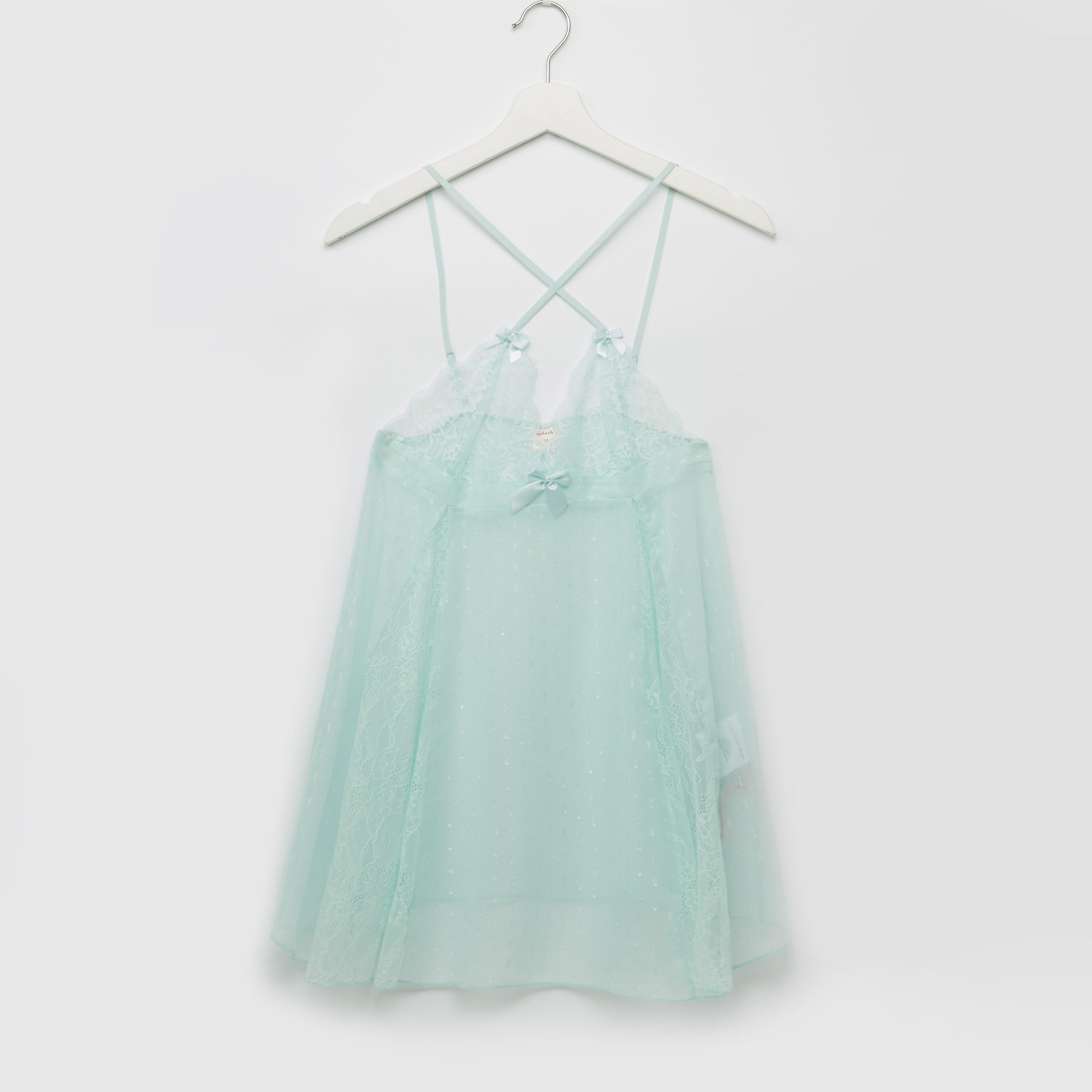 بيبي دول بارز الملمس بحمّالات رفيعة-women-clothing-lingerie-babydollsandbodysuits-image-2