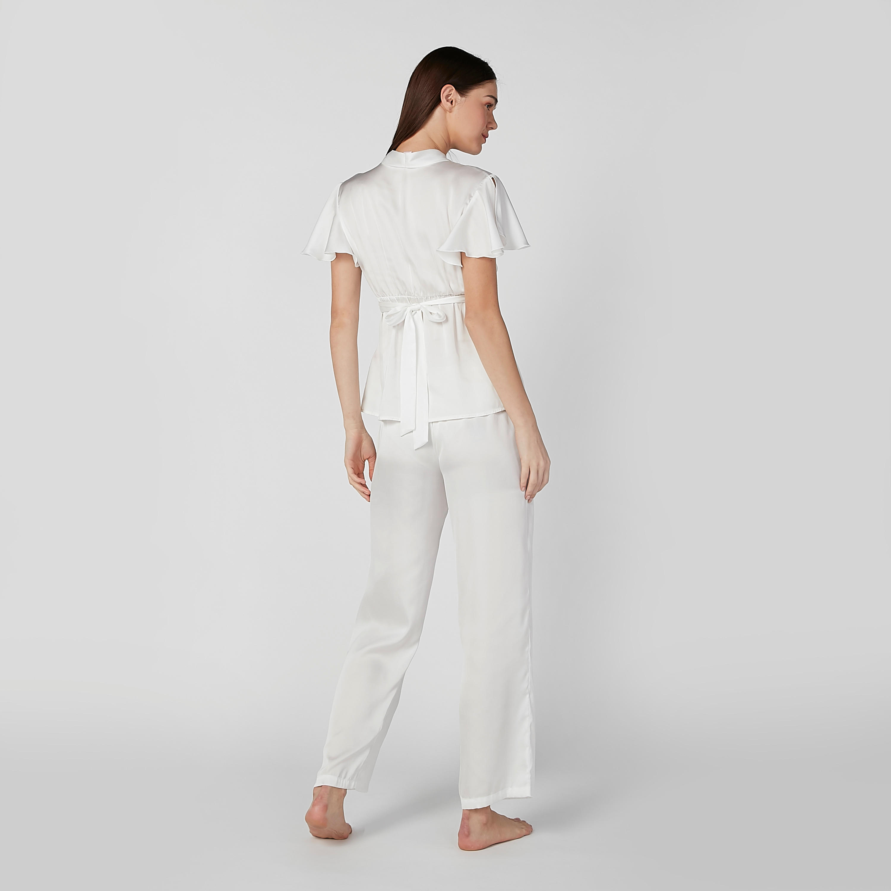 Plain V-neck Top and Full Length Pyjama Set-women-clothing-nightwear-pyjamas-longsets-image-3