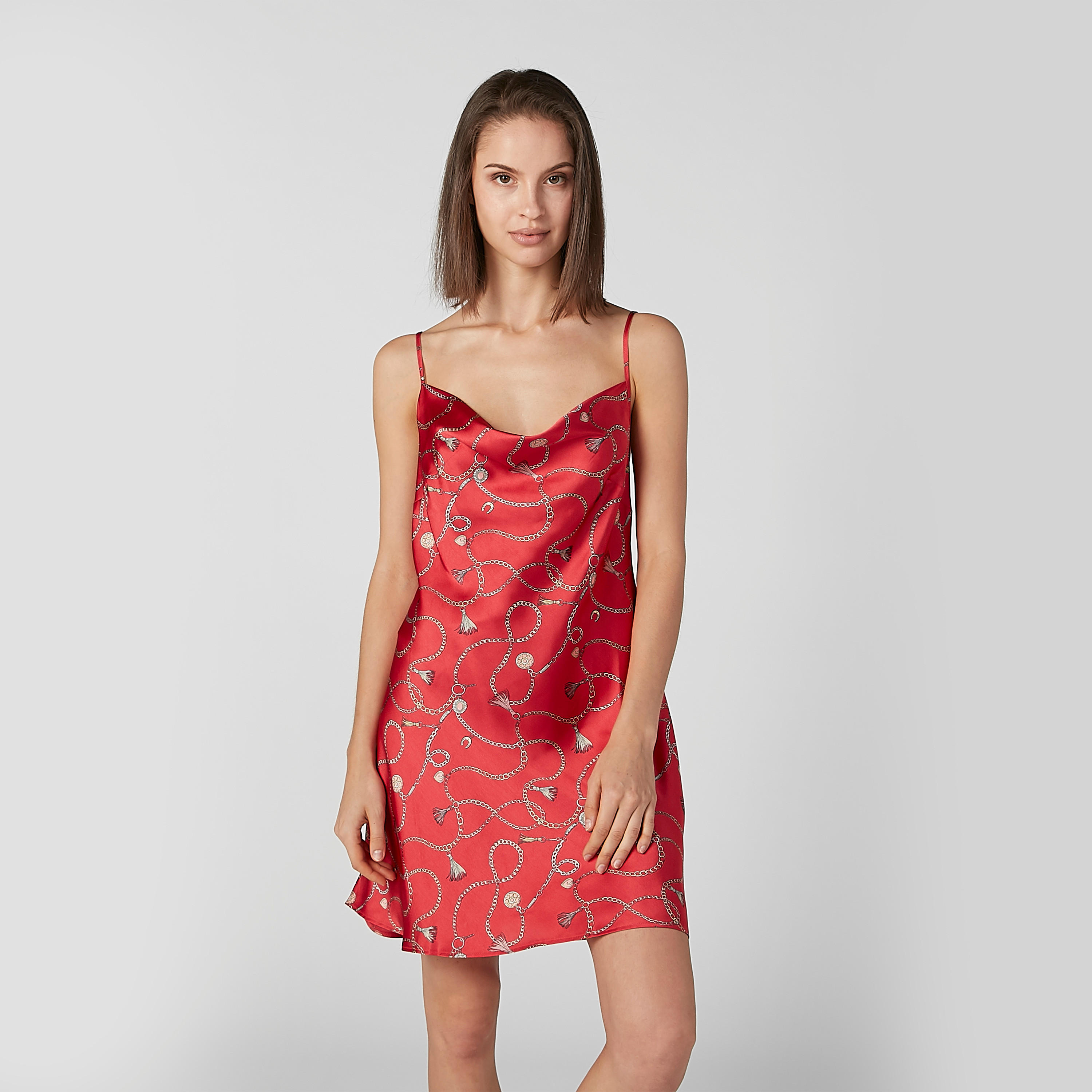قميص نوم دون أكمام بياقة منسدلة - طقم من قطعتين متنوعتين-women-clothing-nightwear-nighties-image-2