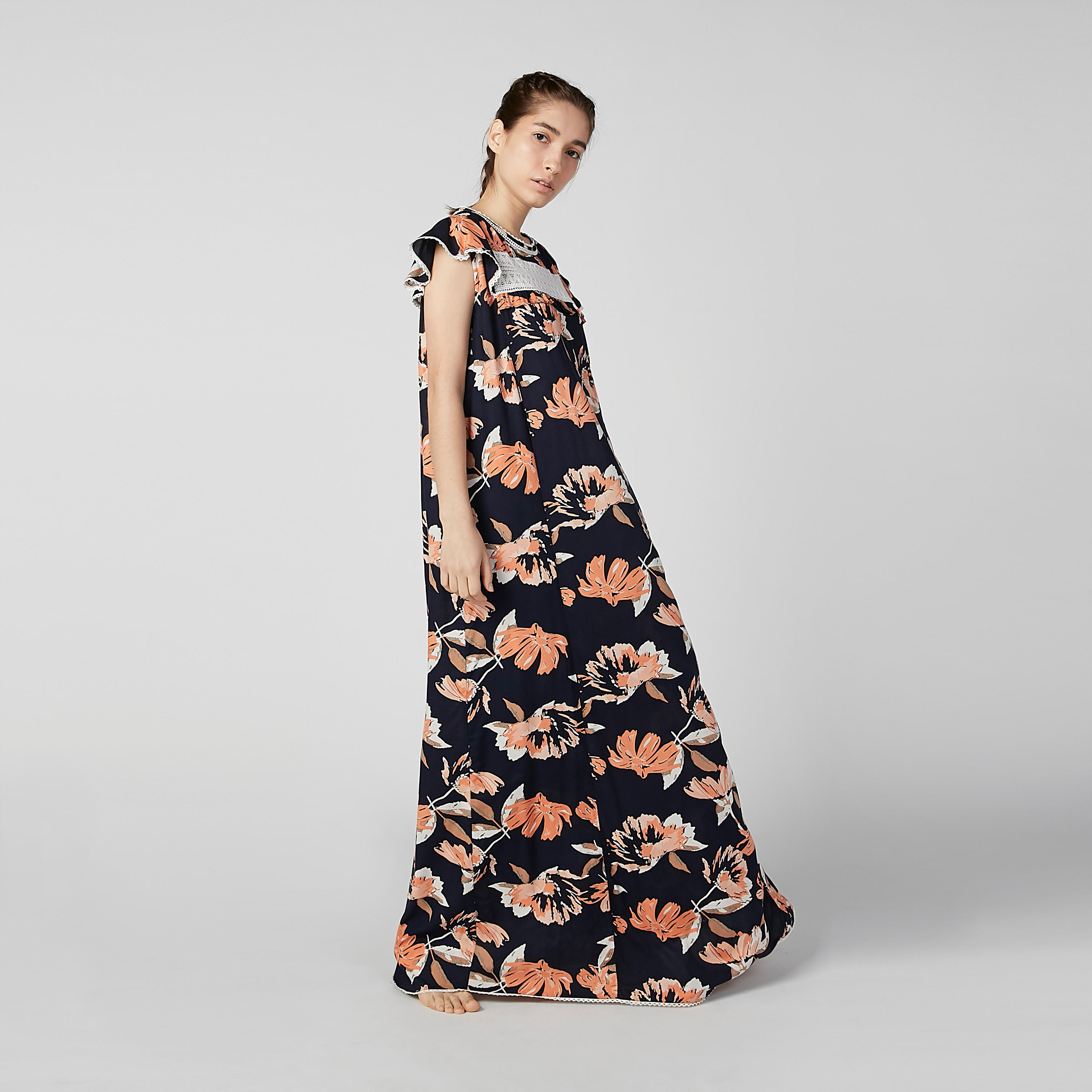 قميص نوم ماكسي بأكمام كاب وطبعات-women-clothing-nightwear-nighties-image-2