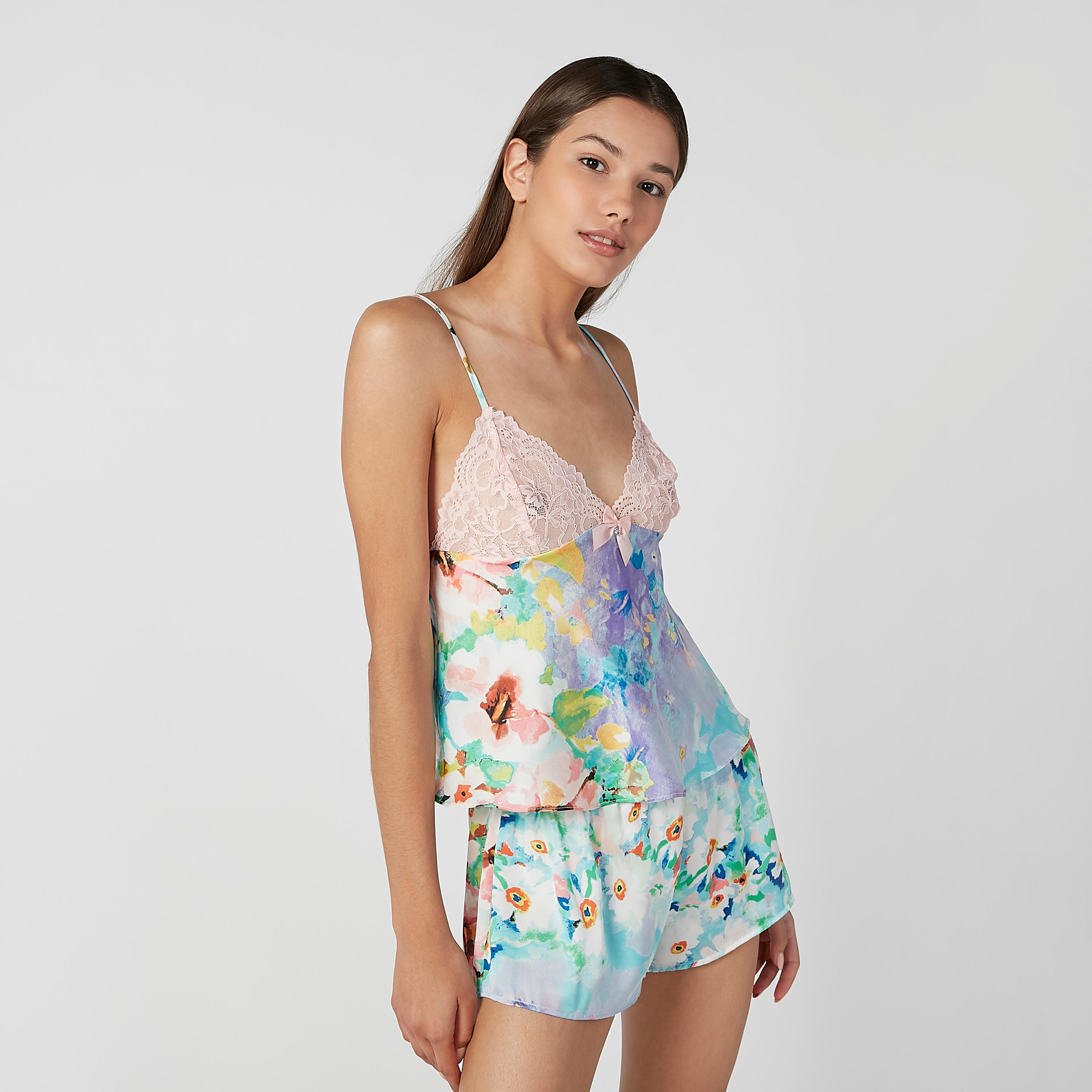 Printed Sleeveless Top with Shorts-women-clothing-nightwear-pyjamas-longsets-image-1