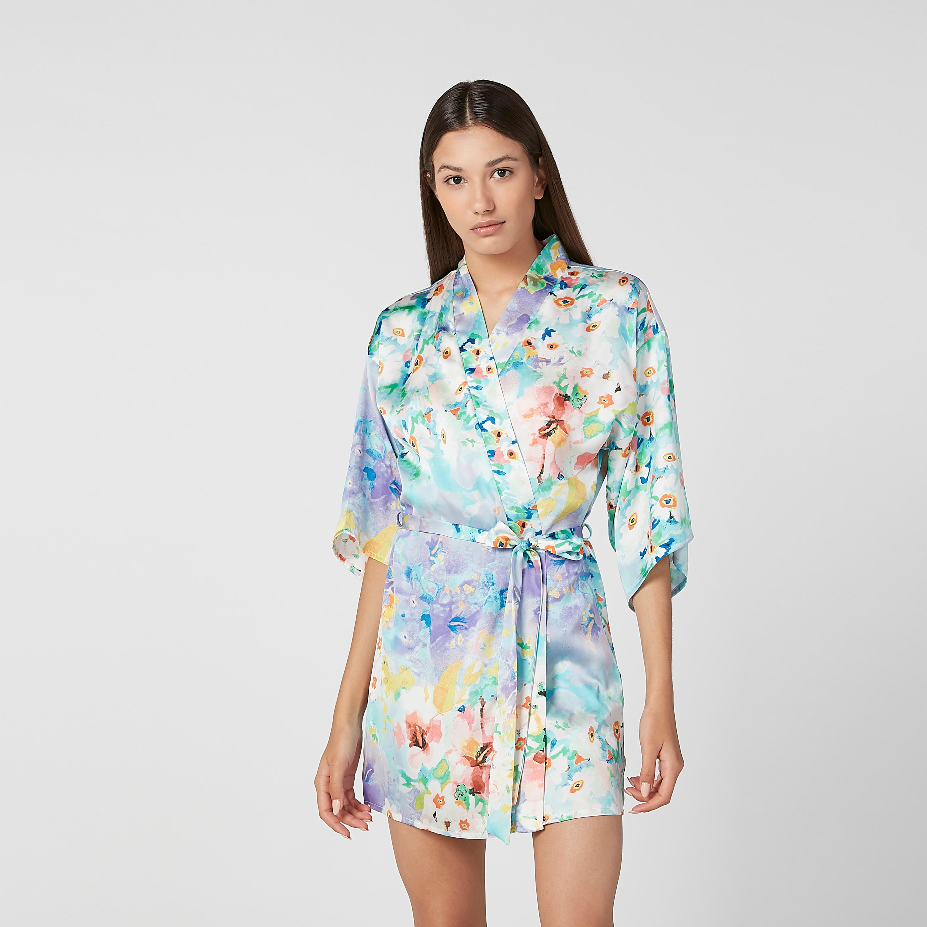 Printed Robe with 3/4 Sleeves and Tie Ups-women-clothing-nightwear-robes-image-5