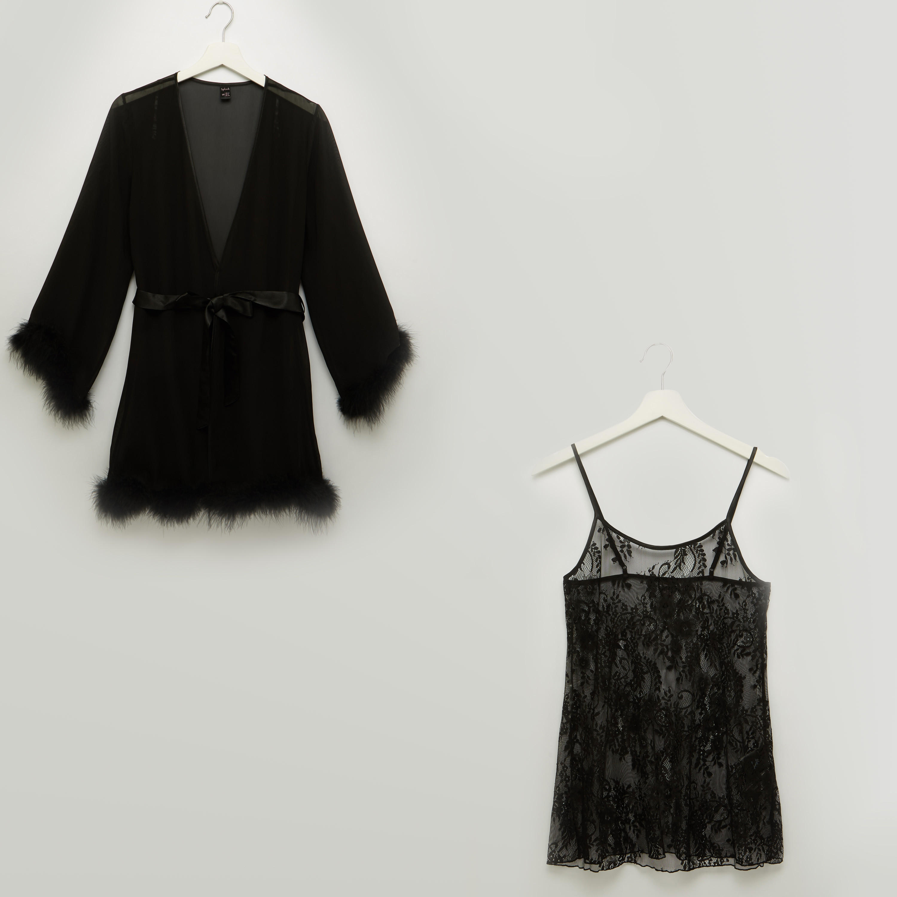 طقم ملابس نوم من قطعتين بتفاصيل دانتيل-women-clothing-nightwear-pyjamas-longsets-image-1