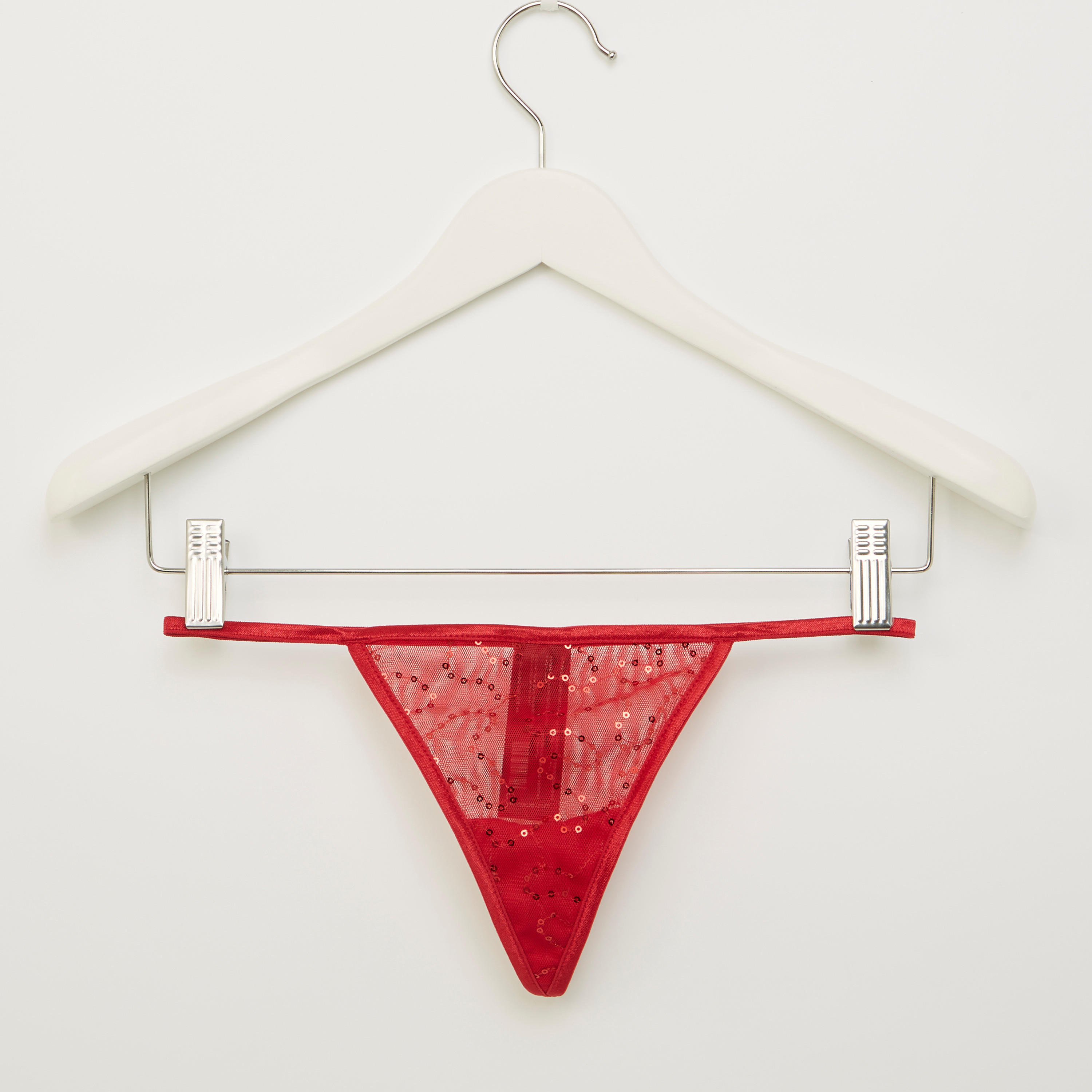 قميص نوم شبكي مزيّن بياقة V مع ثونج-women-clothing-nightwear-pyjamas-longsets-image-4