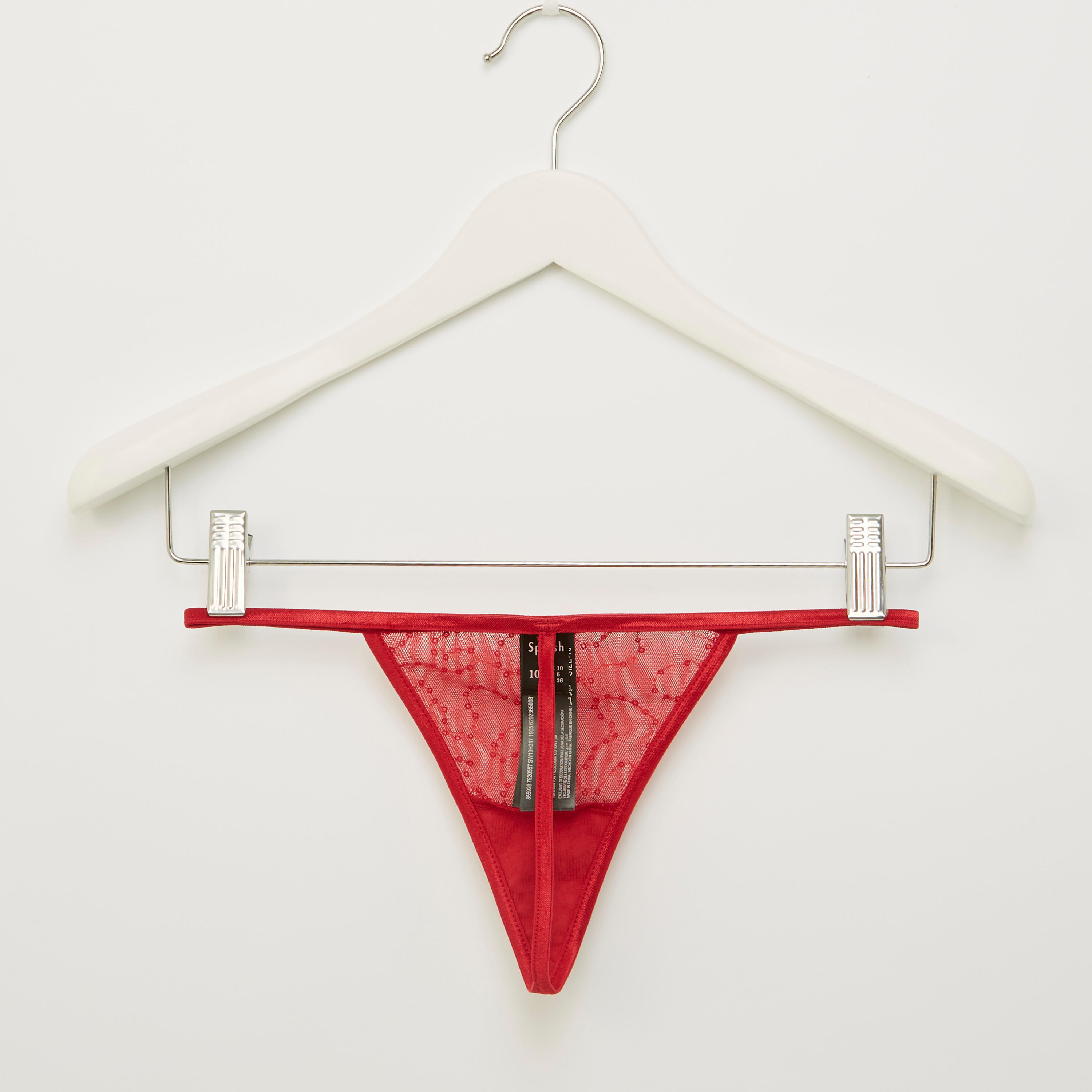 قميص نوم شبكي مزيّن بياقة V مع ثونج-women-clothing-nightwear-pyjamas-longsets-image-5