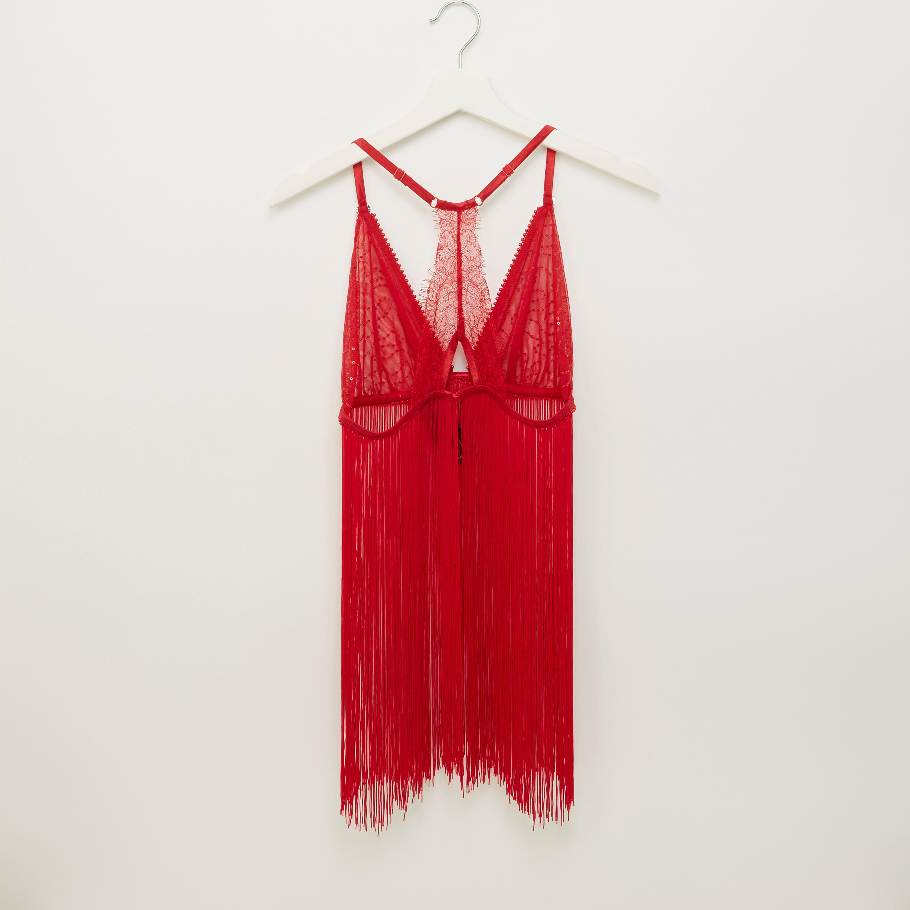 قميص نوم دانتيل بياقة V مع ثونج-women-clothing-nightwear-pyjamas-longsets-image-3